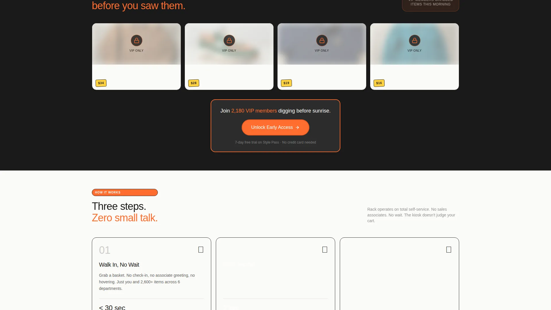 Self-Service Clothing Store Bento Grid Landing Page