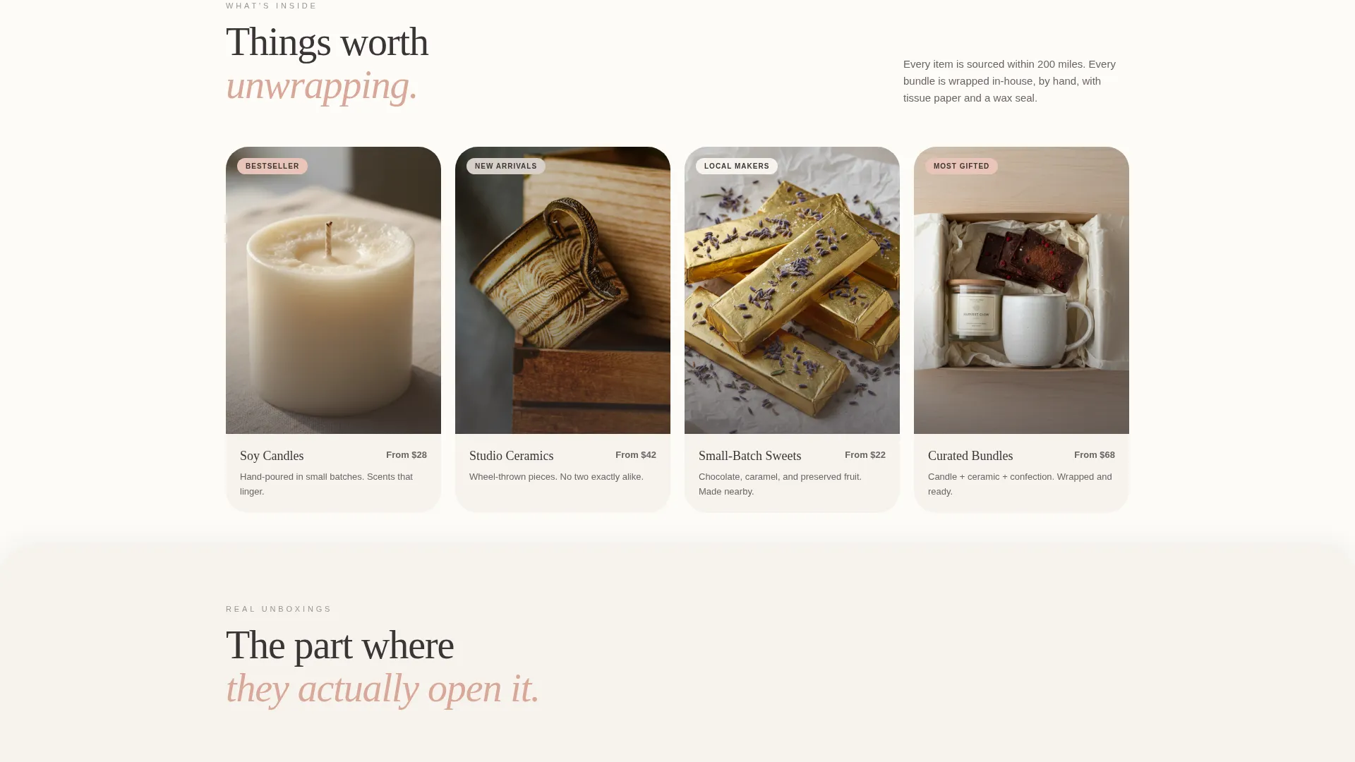 Curated Self-Service Gift Shop Landing Page Template