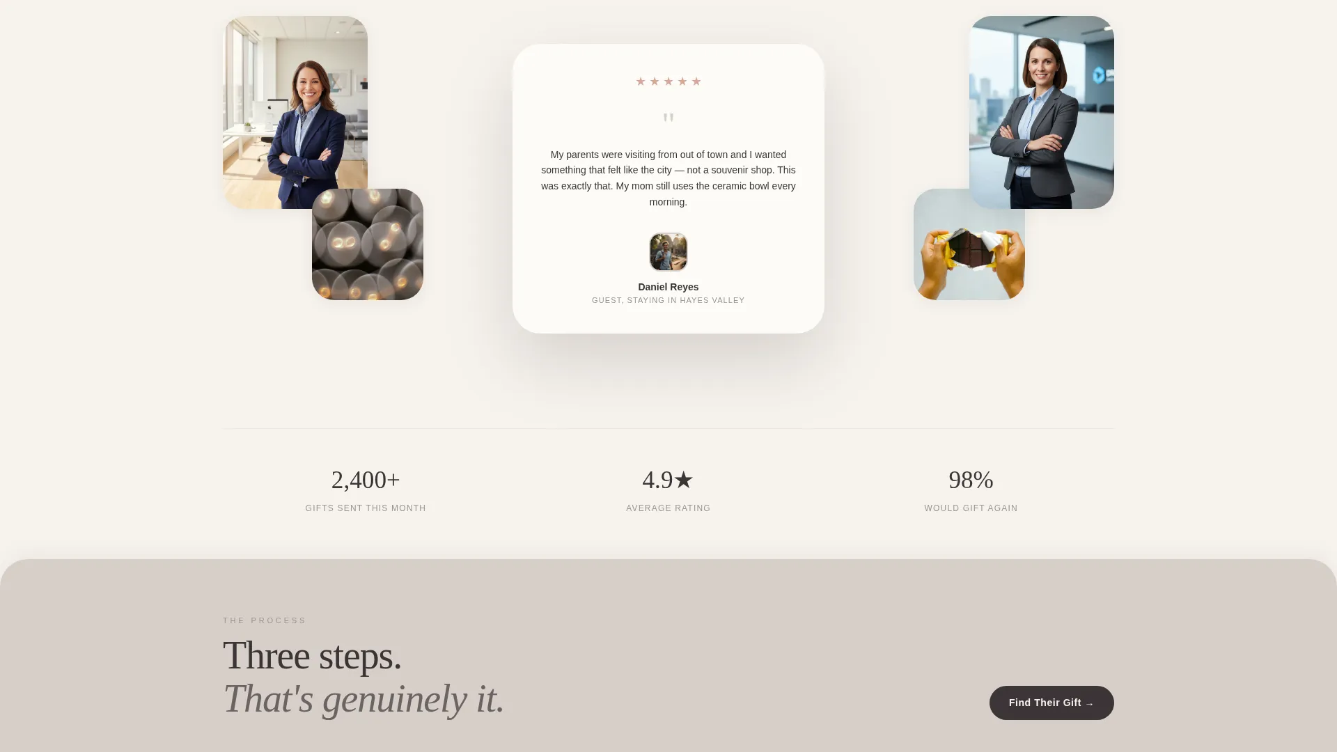 Curated Self-Service Gift Shop Landing Page Template