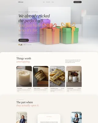 Curated Self-Service Gift Shop Landing Page Template