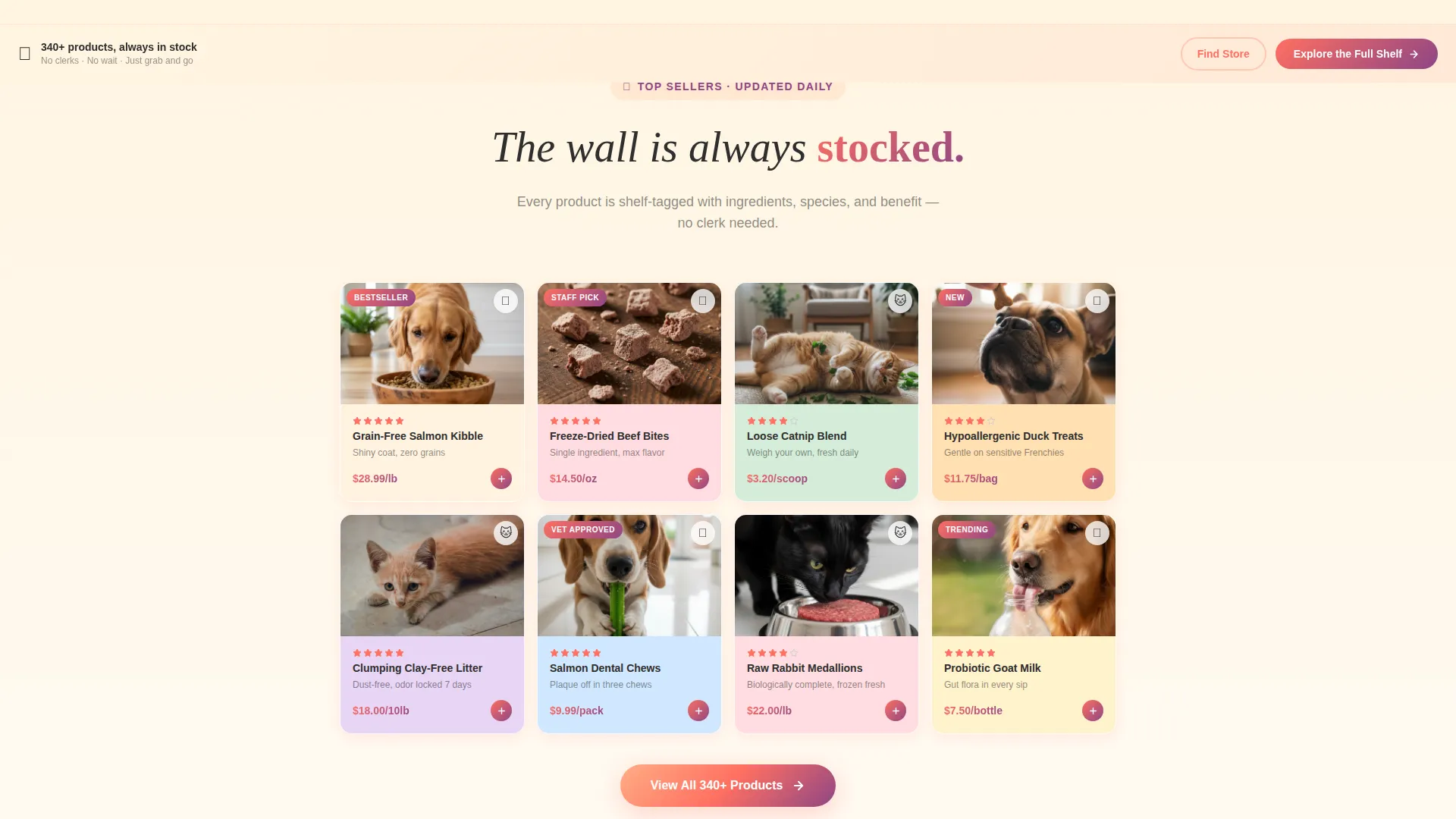 Vibrant Self-Service Pet Shop Landing Page Template