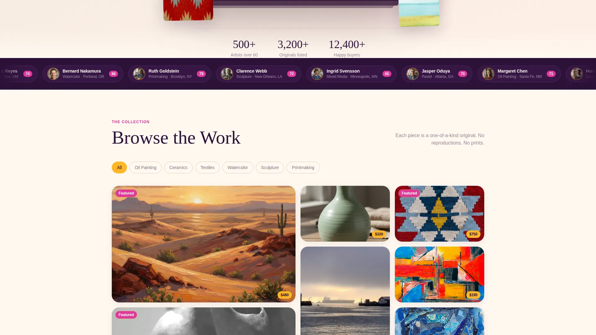 Vibrant Art Gallery Landing Page Template