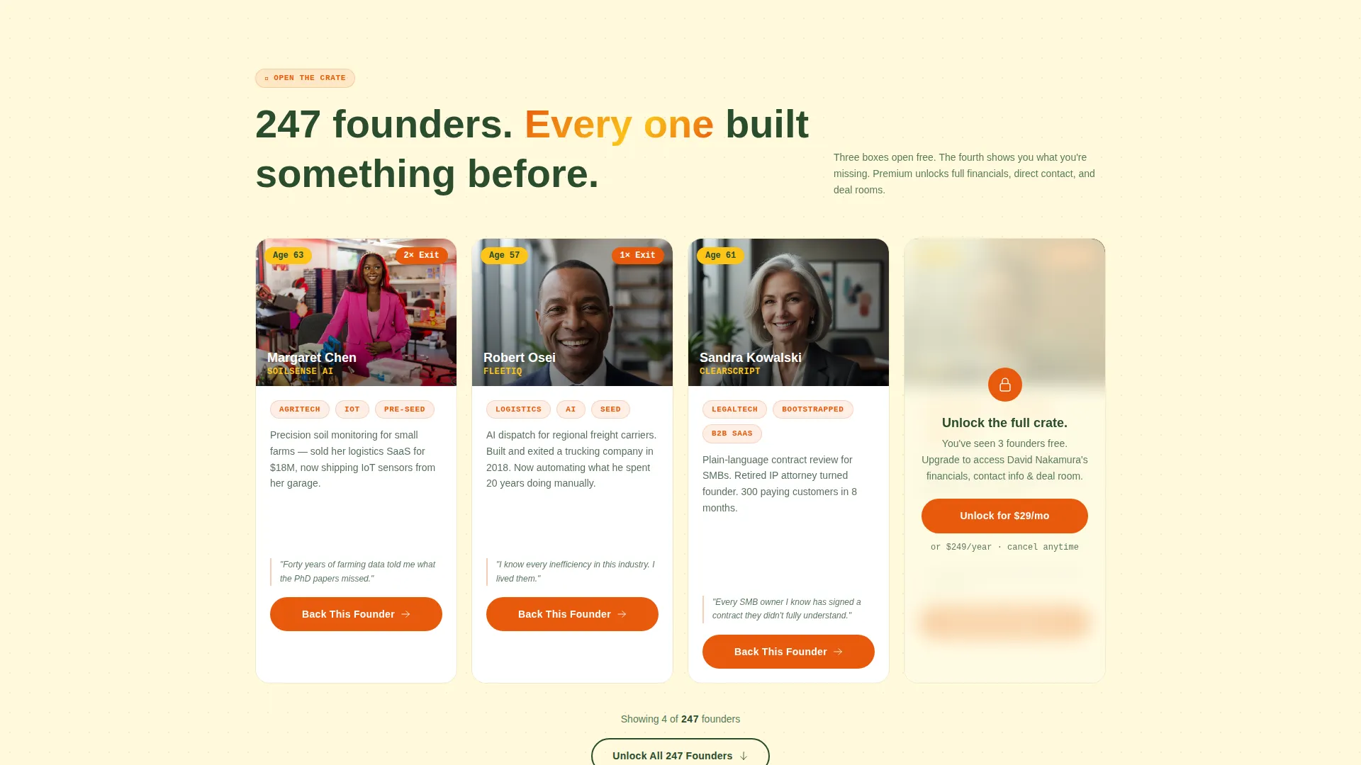 Senior-Founded Startup Directory Landing Page Template