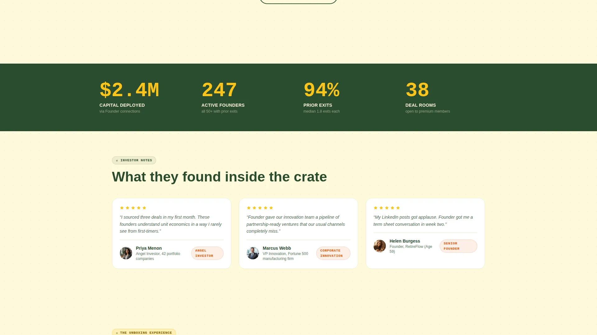 Senior-Founded Startup Directory Landing Page Template