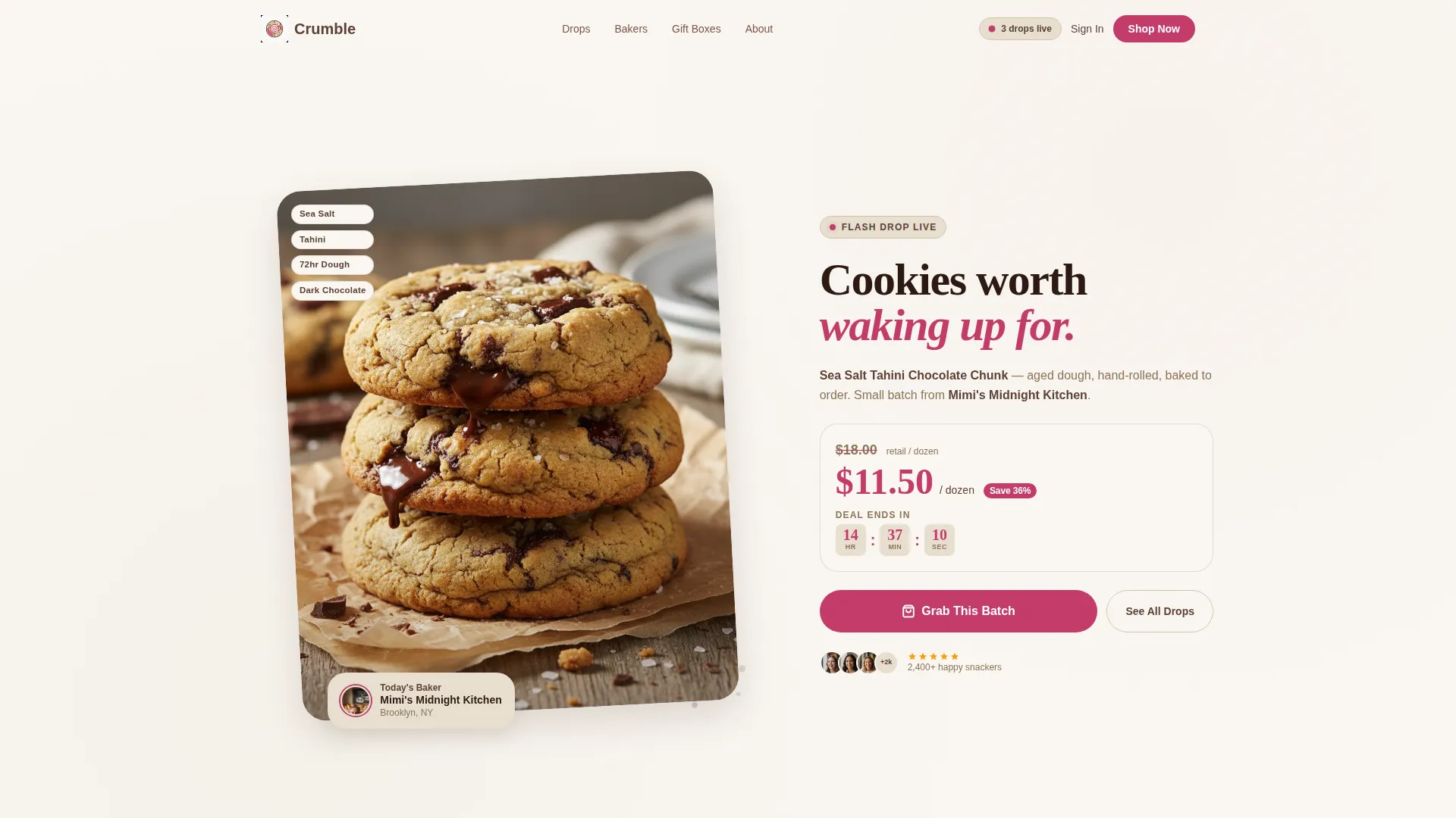 Artisan Cookie Marketplace Landing Page Template
