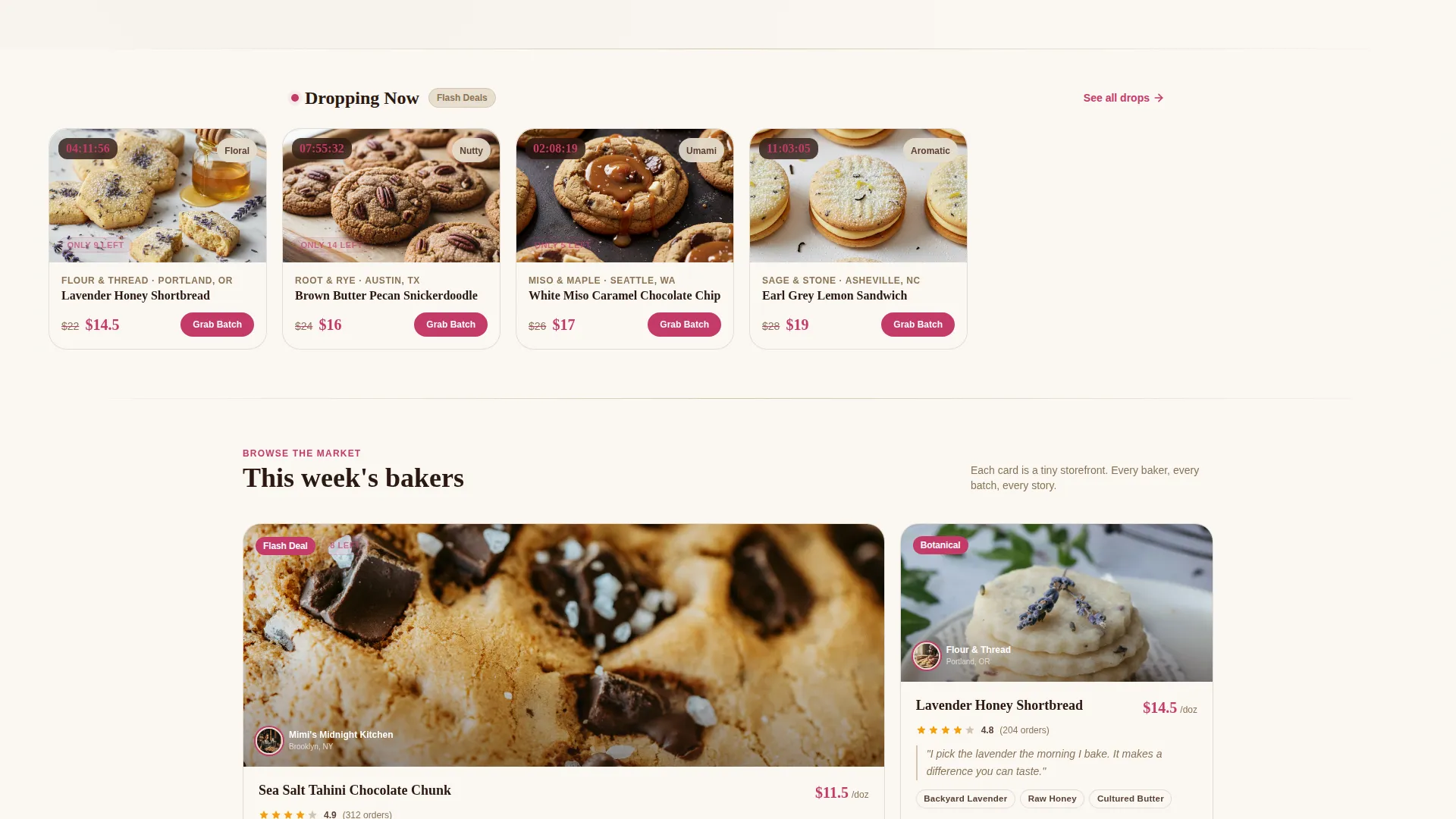 Artisan Cookie Marketplace Landing Page Template