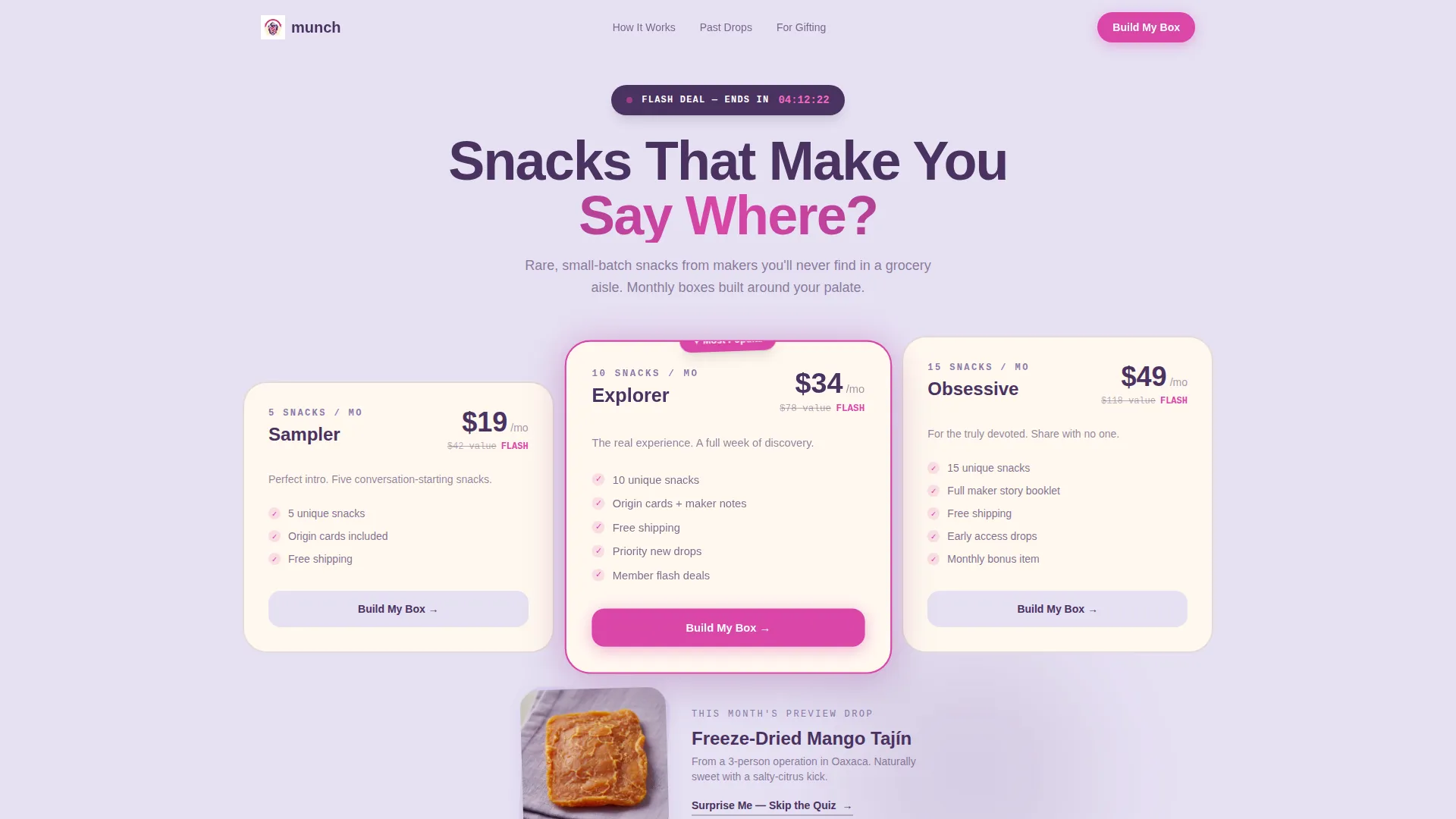 Snack Subscription Landing Page Template