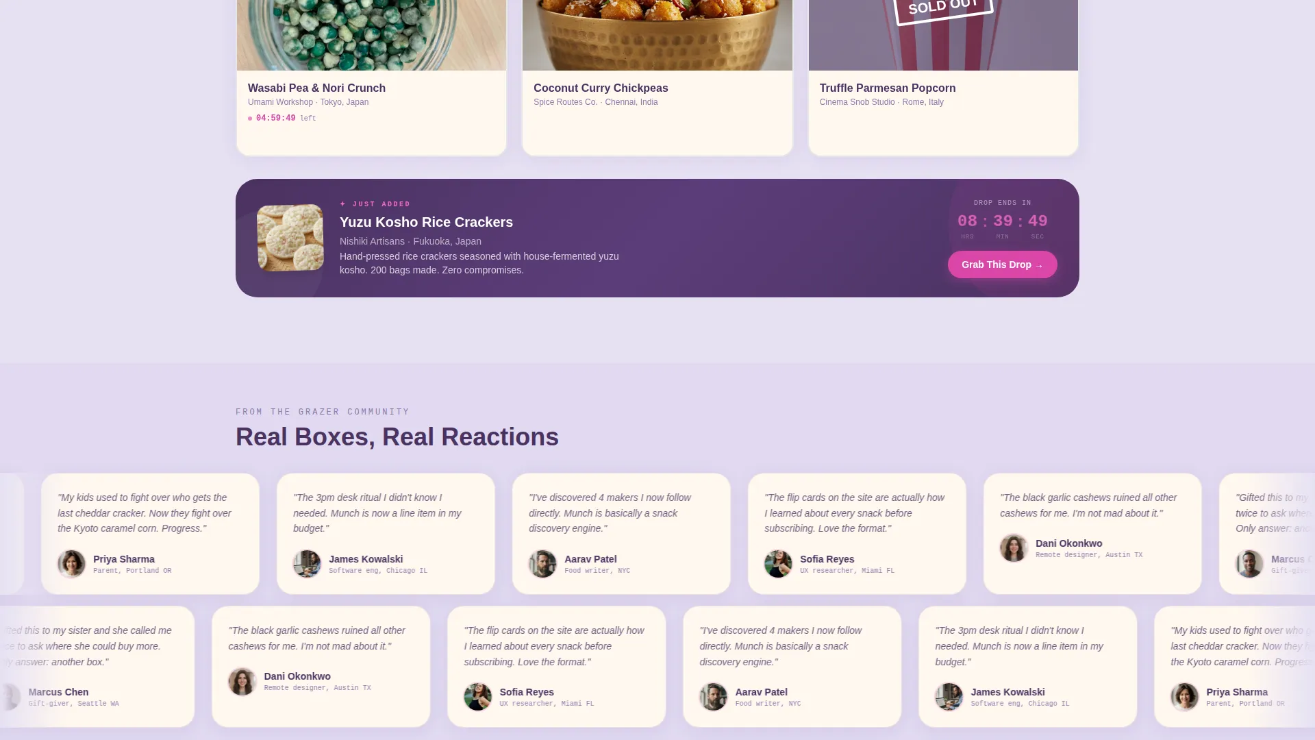 Snack Subscription Landing Page Template