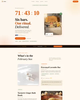 Artisan Bath Products Subscription Box Landing Page