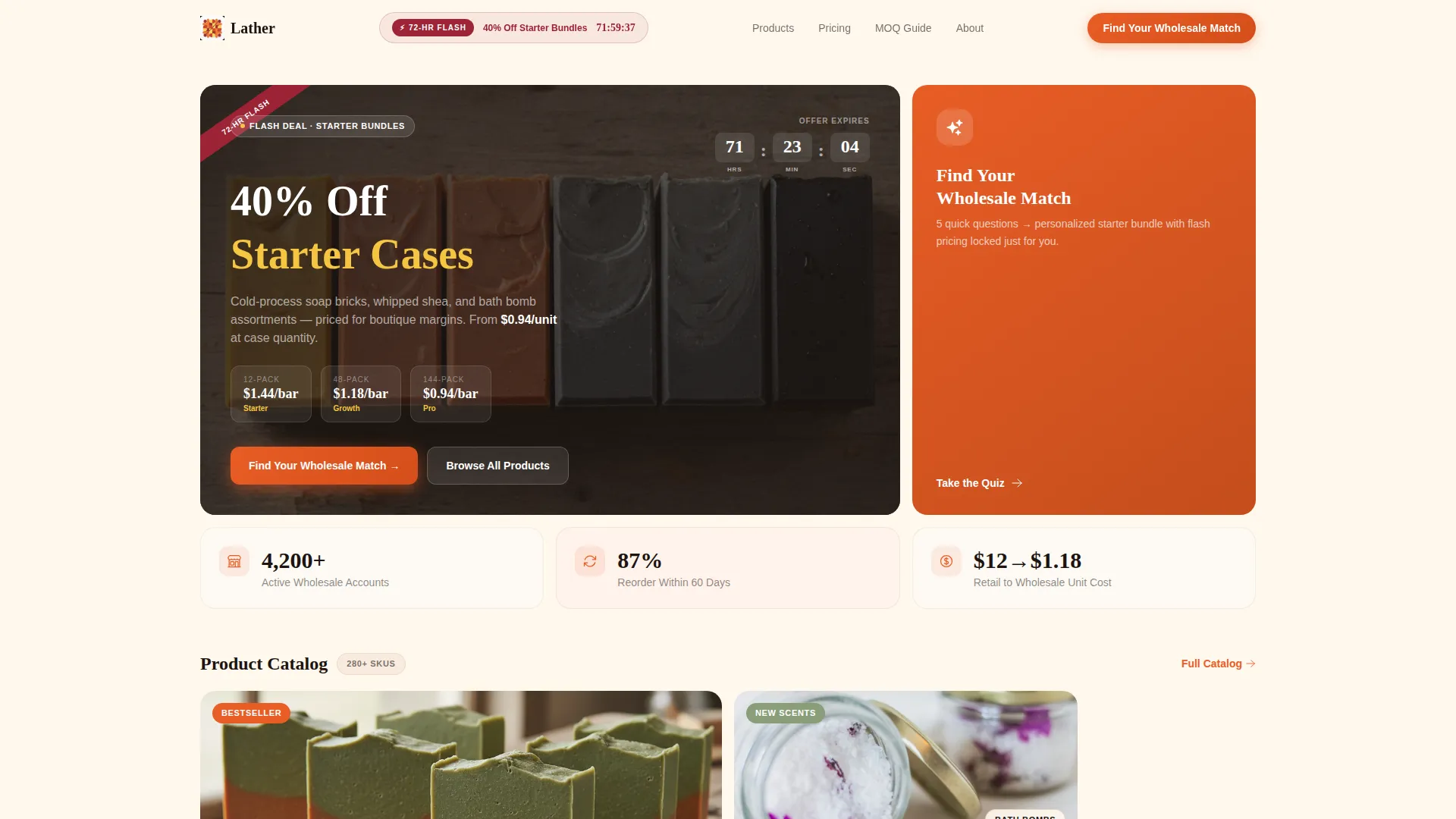 Wholesale Soap & Bath Products Landing Page Template