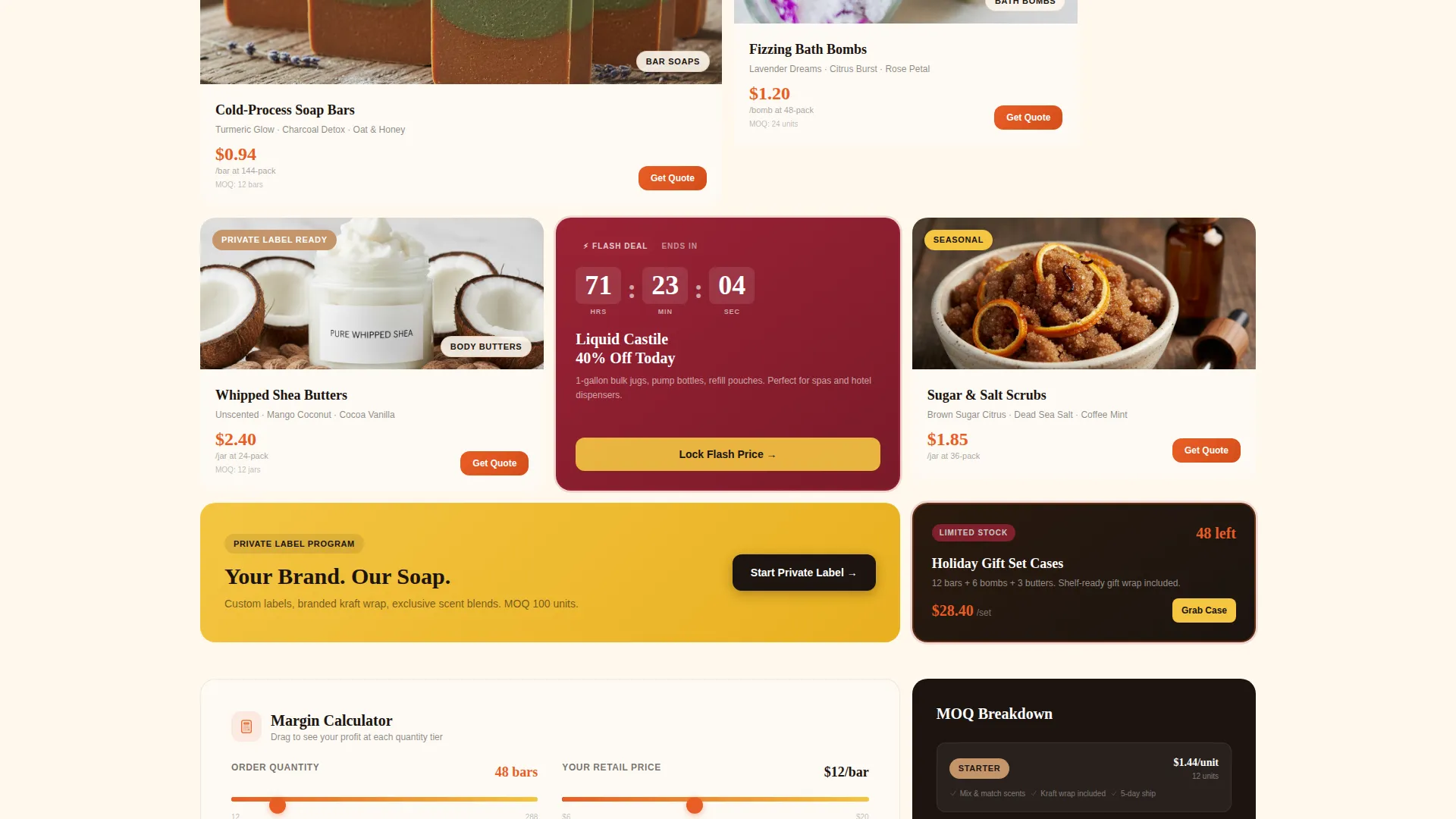 Wholesale Soap & Bath Products Landing Page Template
