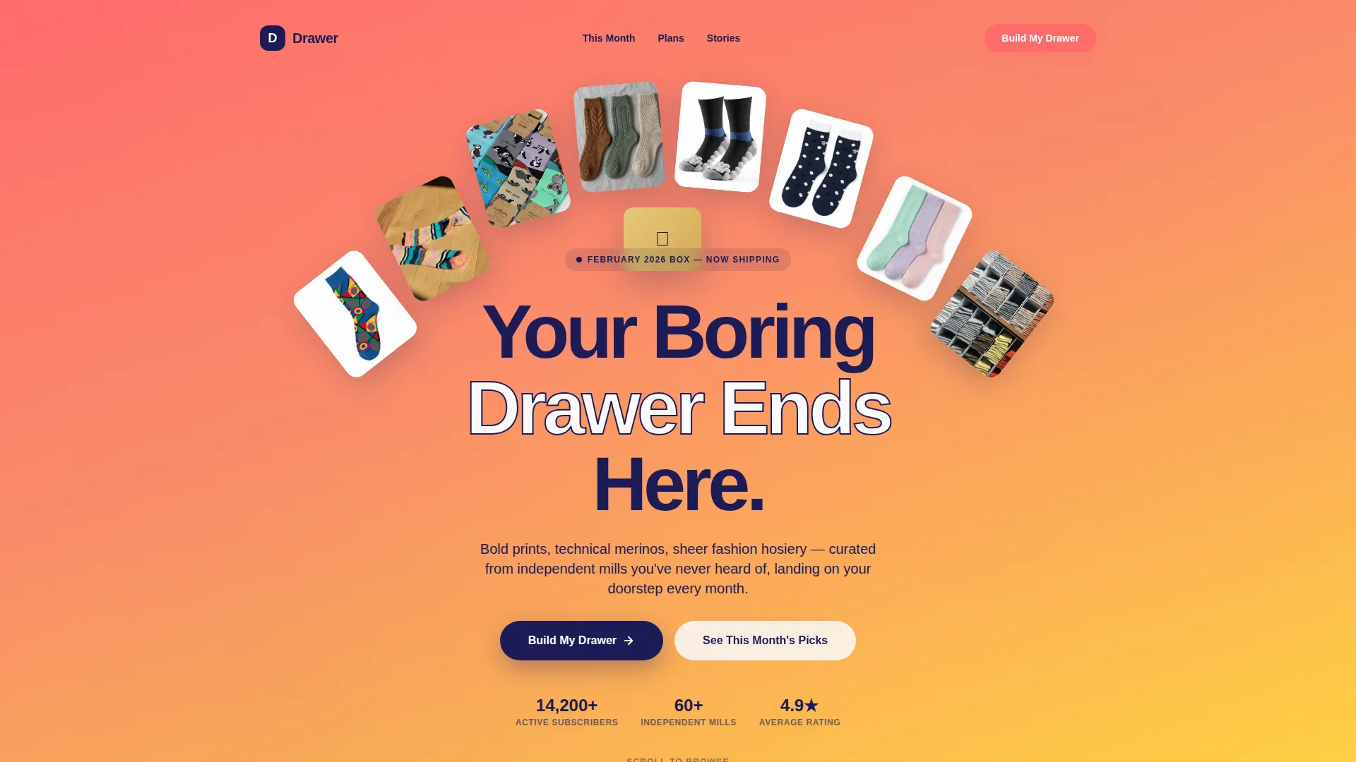 Curated Hosiery Subscription Landing Page Template