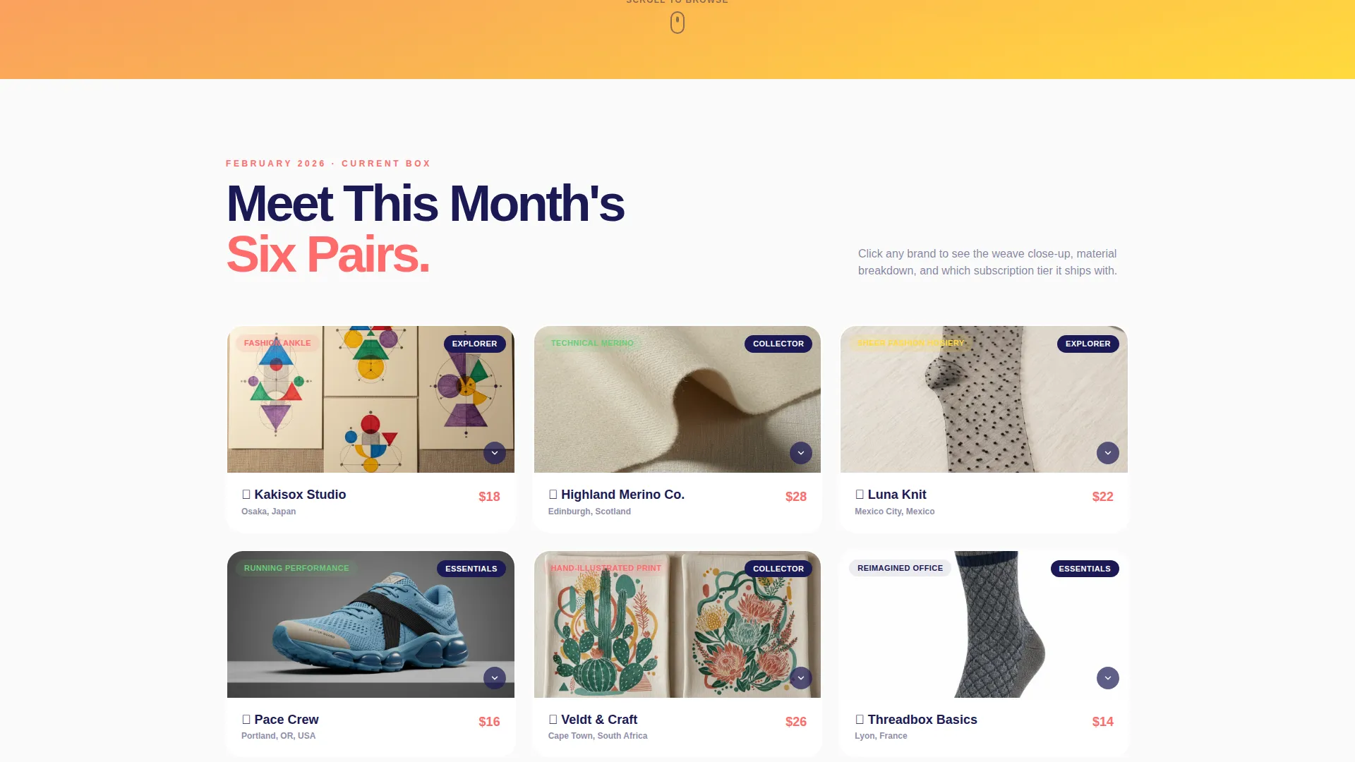 Curated Hosiery Subscription Landing Page Template