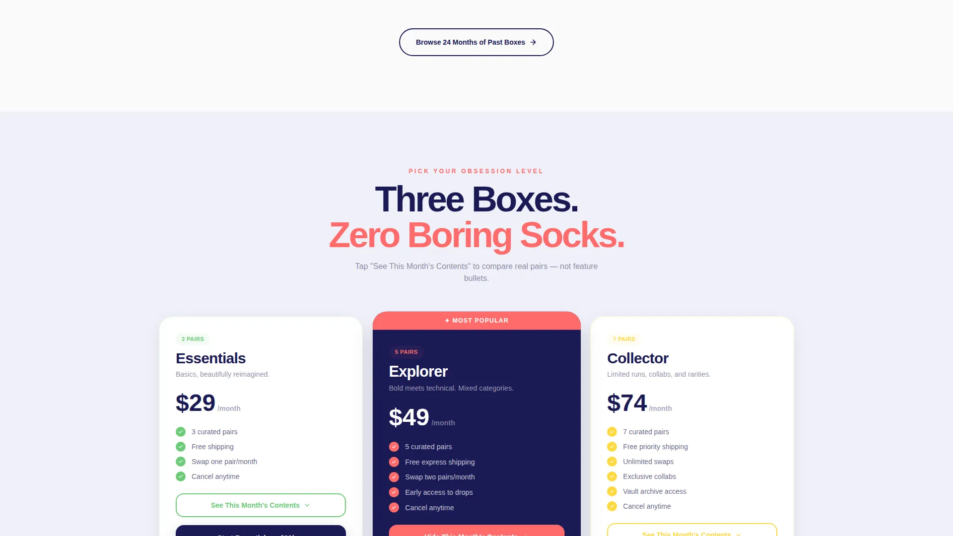 Curated Hosiery Subscription Landing Page Template