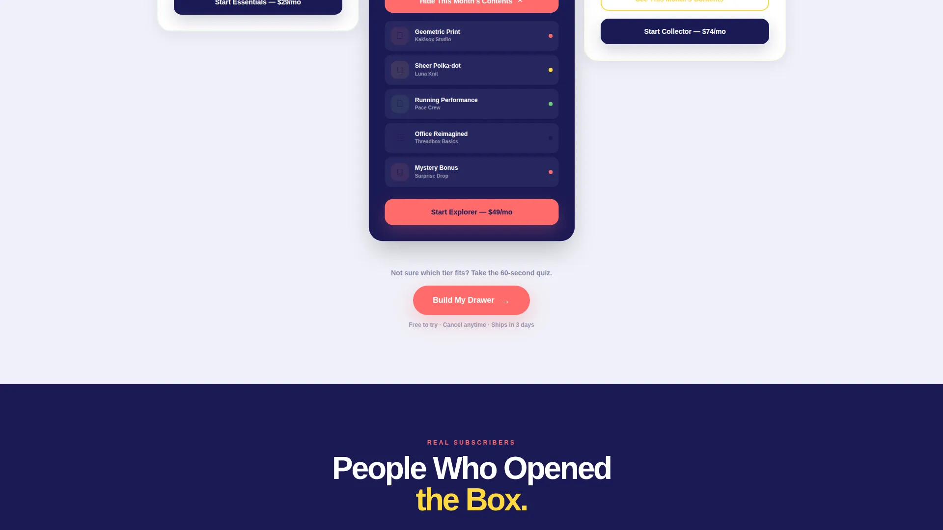 Curated Hosiery Subscription Landing Page Template