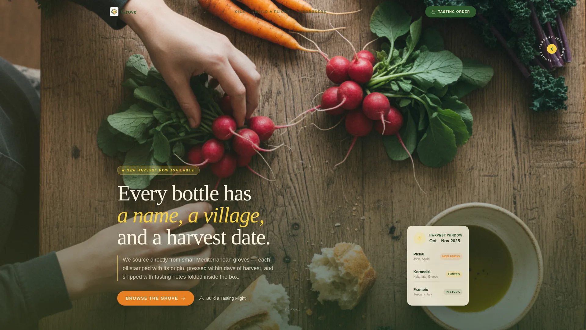 Artisan Olive Oil Marketplace Landing Page Template