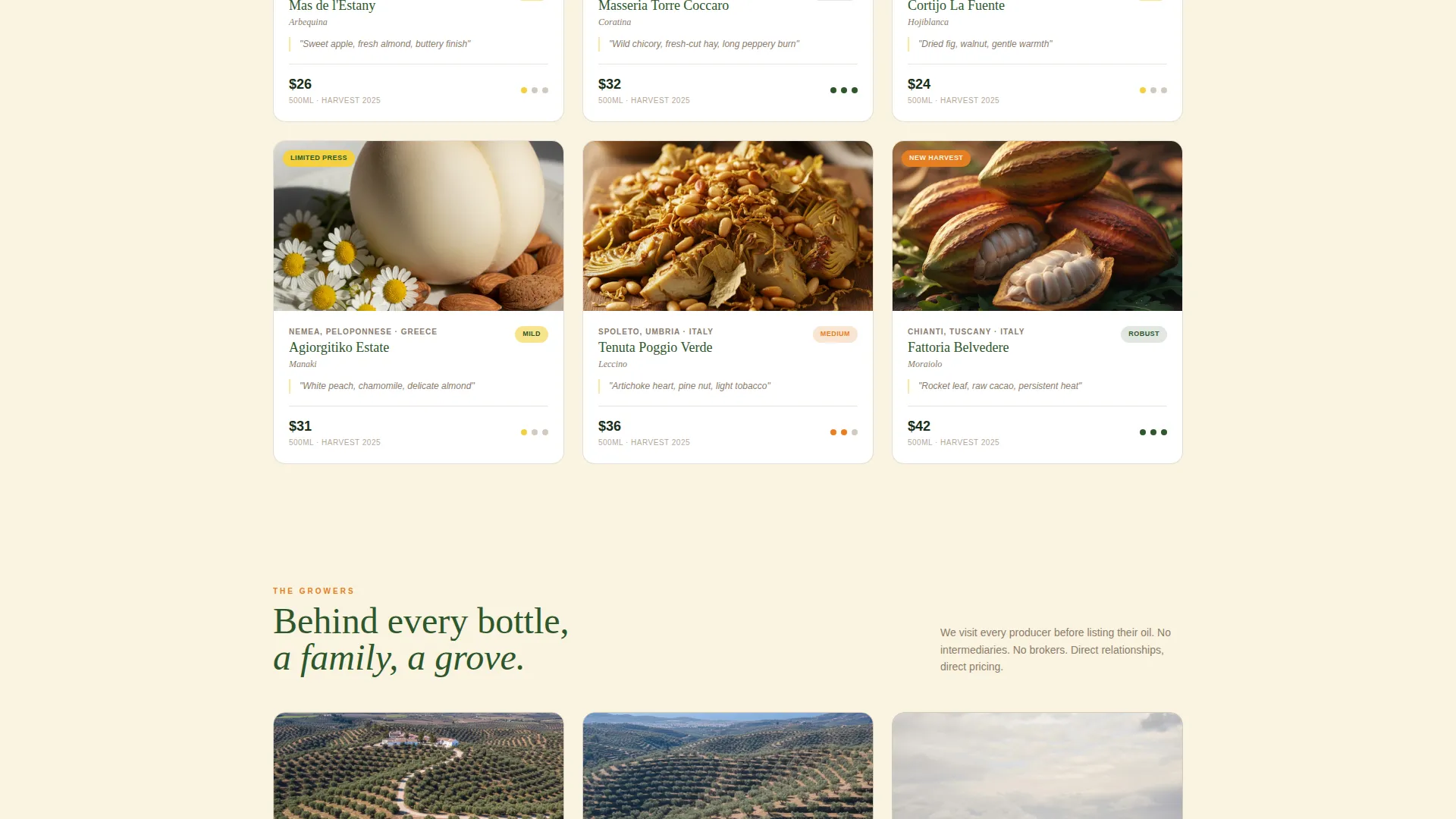 Artisan Olive Oil Marketplace Landing Page Template