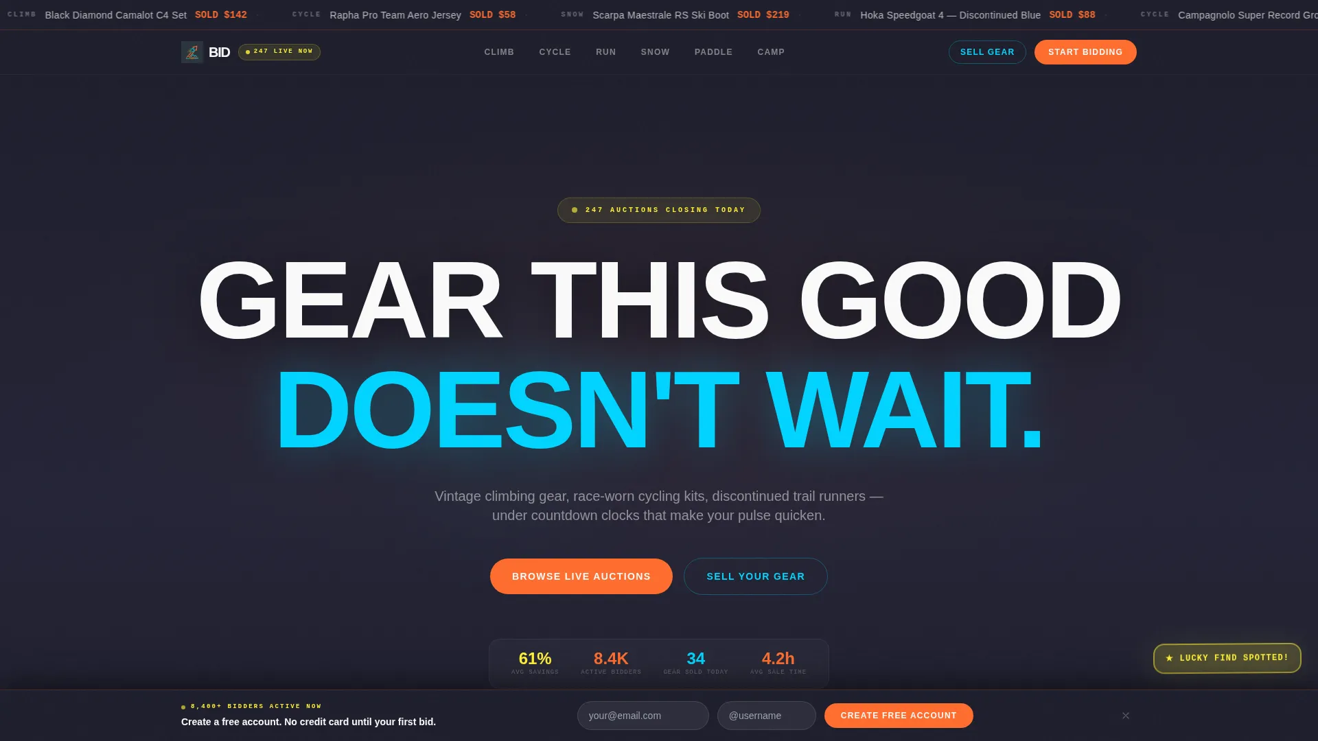 Sports & Outdoor Auction Landing Page Template