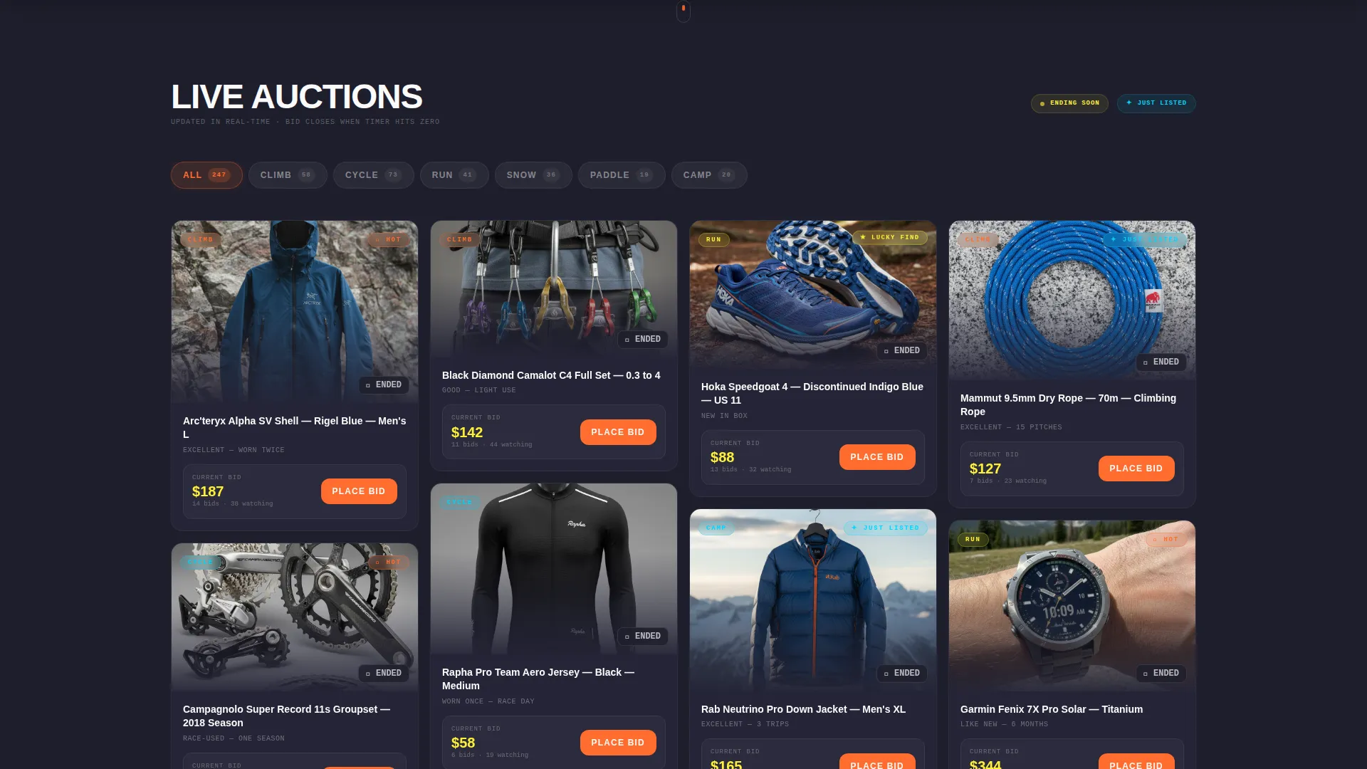 Sports & Outdoor Auction Landing Page Template