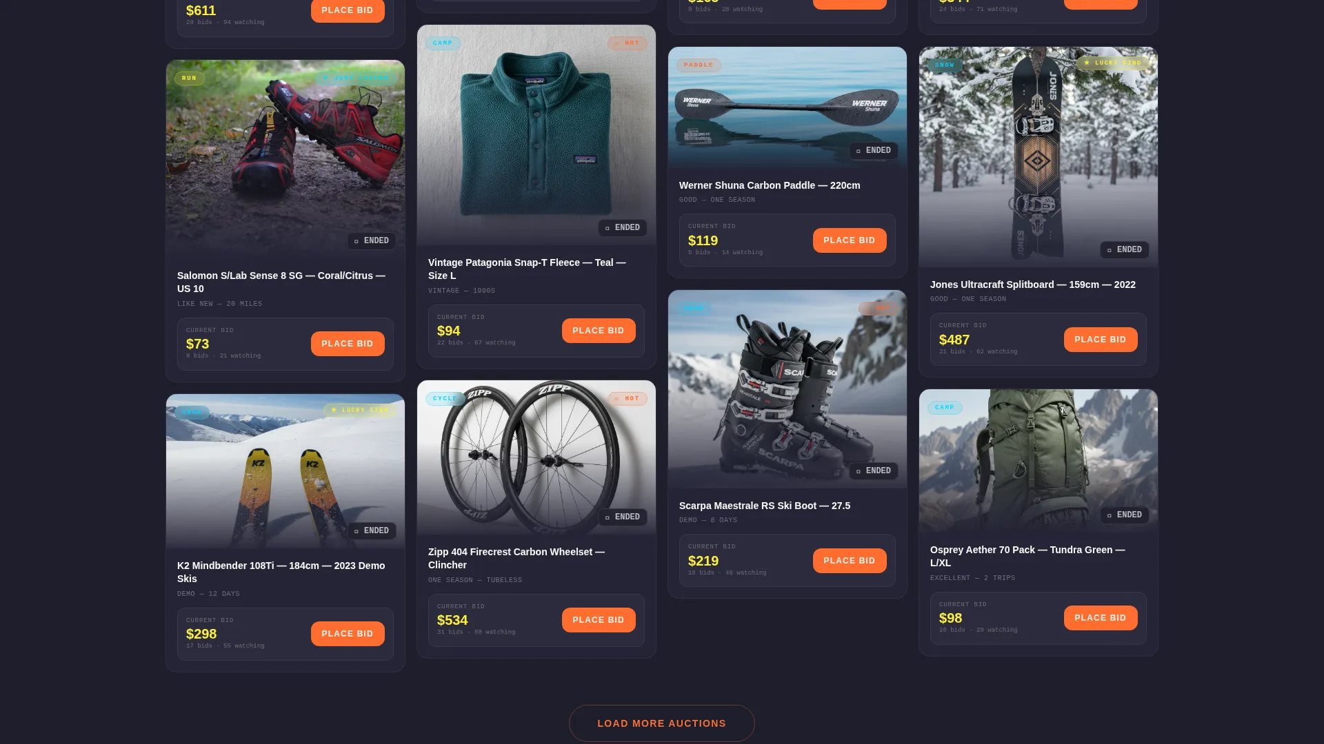 Sports & Outdoor Auction Landing Page Template
