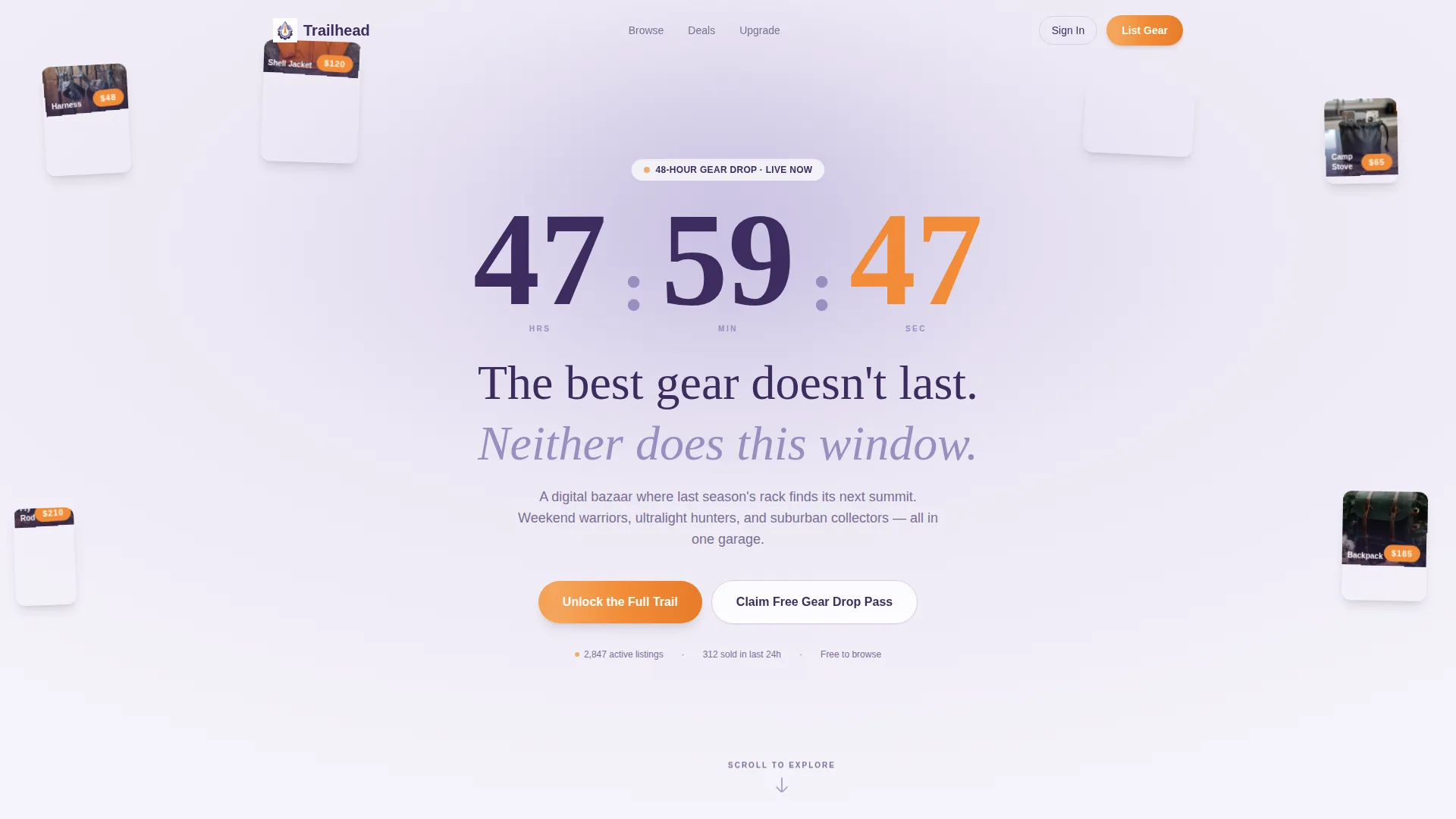 Outdoor Gear Marketplace Landing Page Template