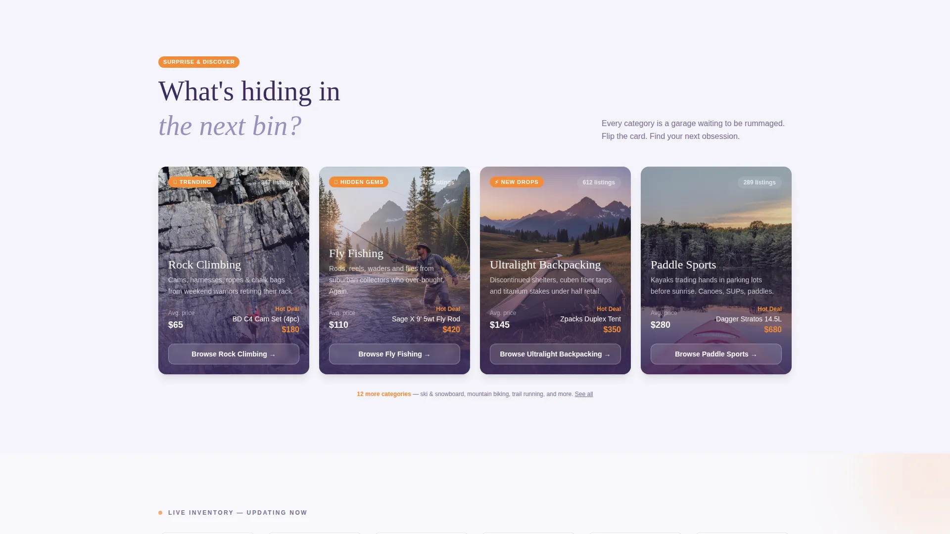 Outdoor Gear Marketplace Landing Page Template