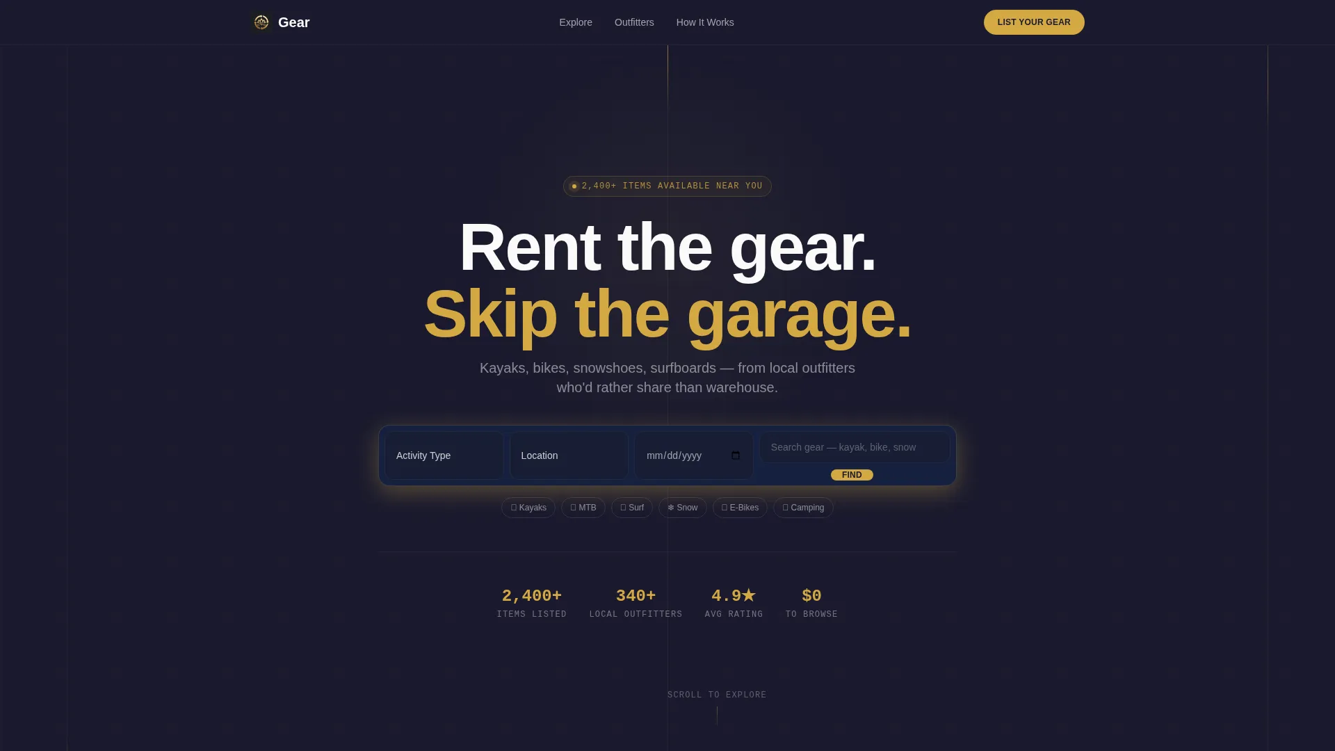 Outdoor Rental Marketplace Landing Page Template