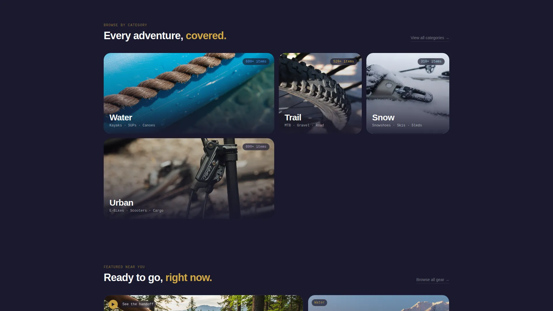 Outdoor Rental Marketplace Landing Page Template
