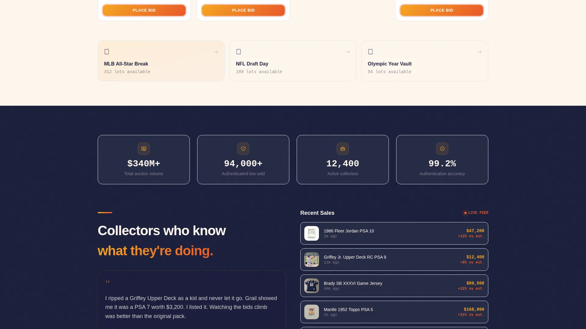 Sports Memorabilia Auction Landing Page Template