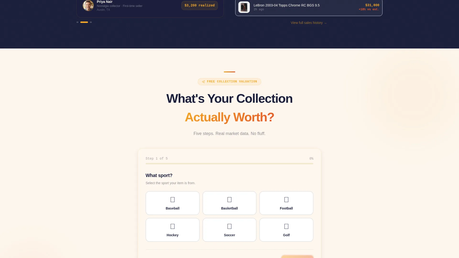 Sports Memorabilia Auction Landing Page Template