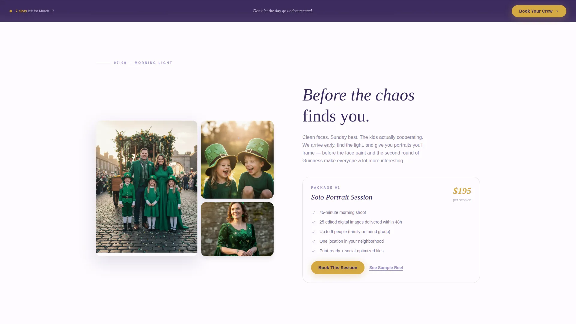Specialist St. Patrick's Day Business Appointment Booking Website Template