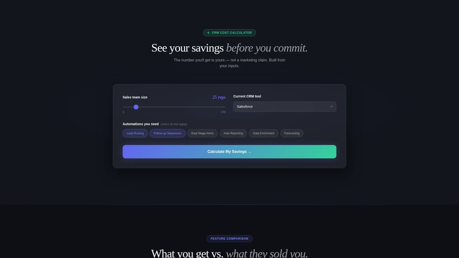 No-Code Enterprise Software Specialist Cost Calculator Website Template