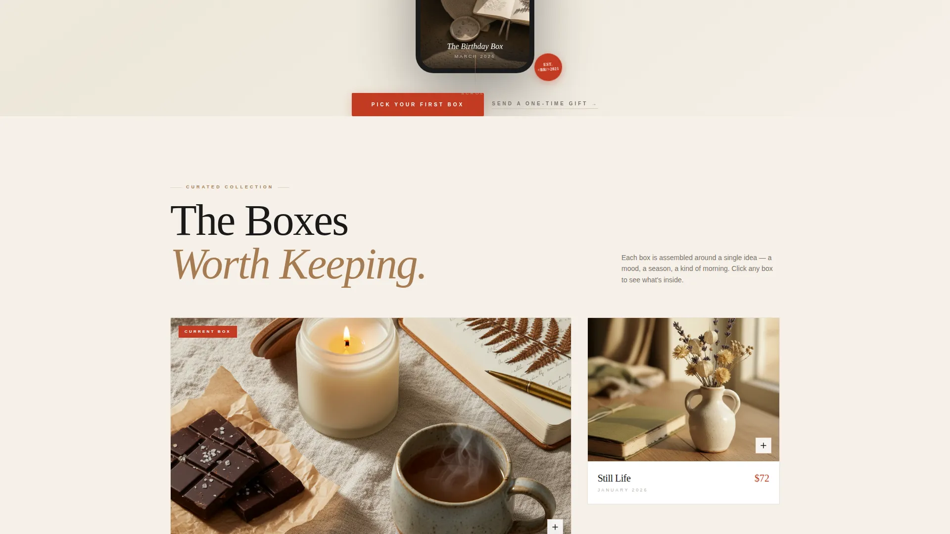 Curated Subscription Gift Box Landing Page Template