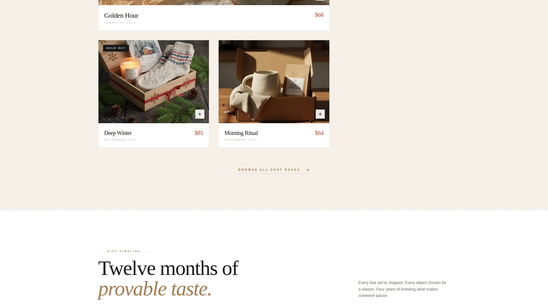 Curated Subscription Gift Box Landing Page Template