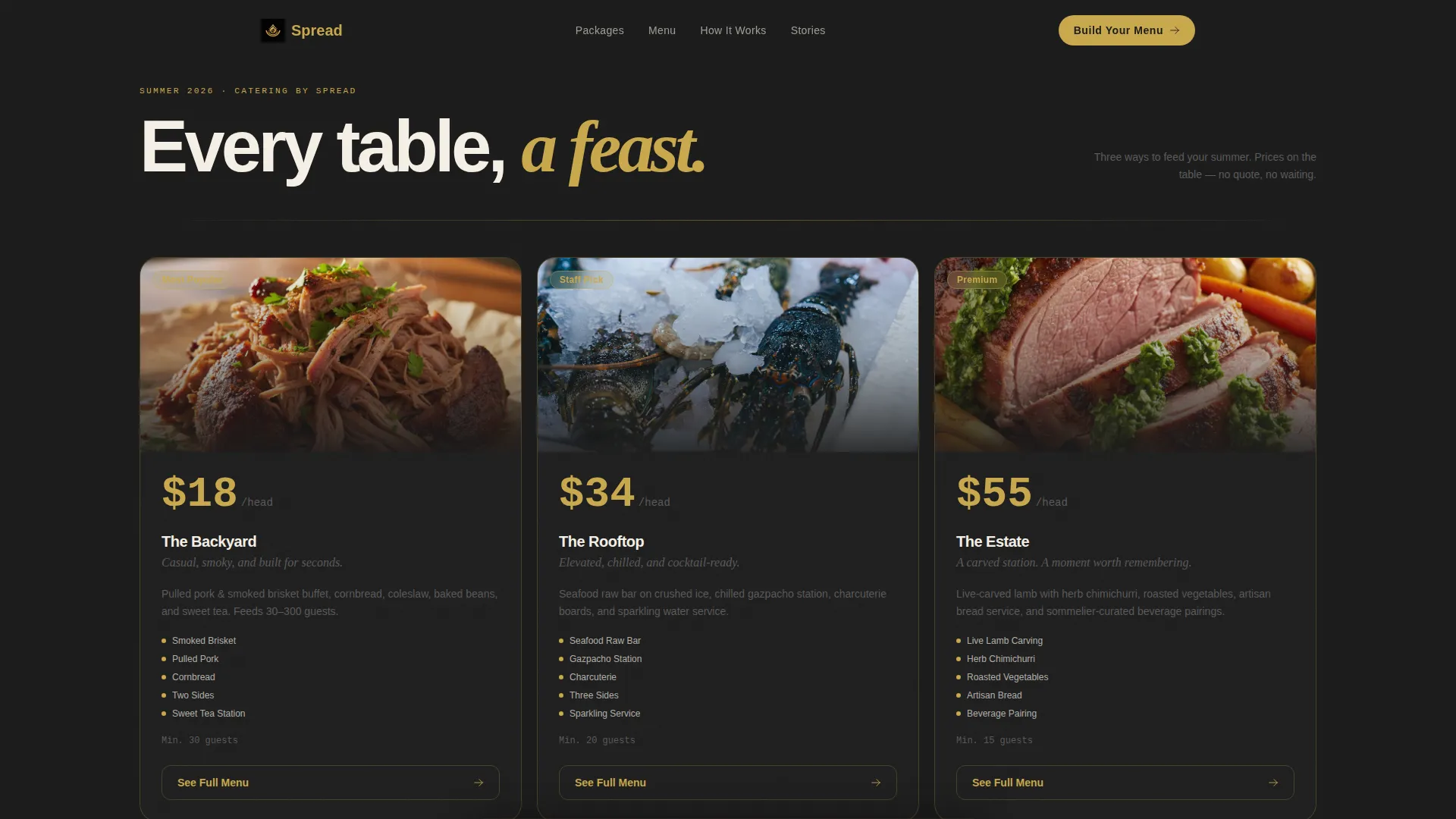 Summer Catering Gallery & Detail Landing Page Template