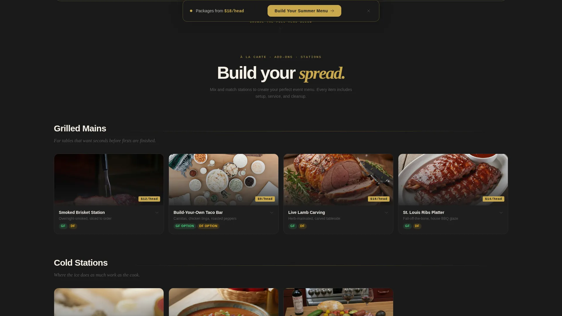 Summer Catering Gallery & Detail Landing Page Template