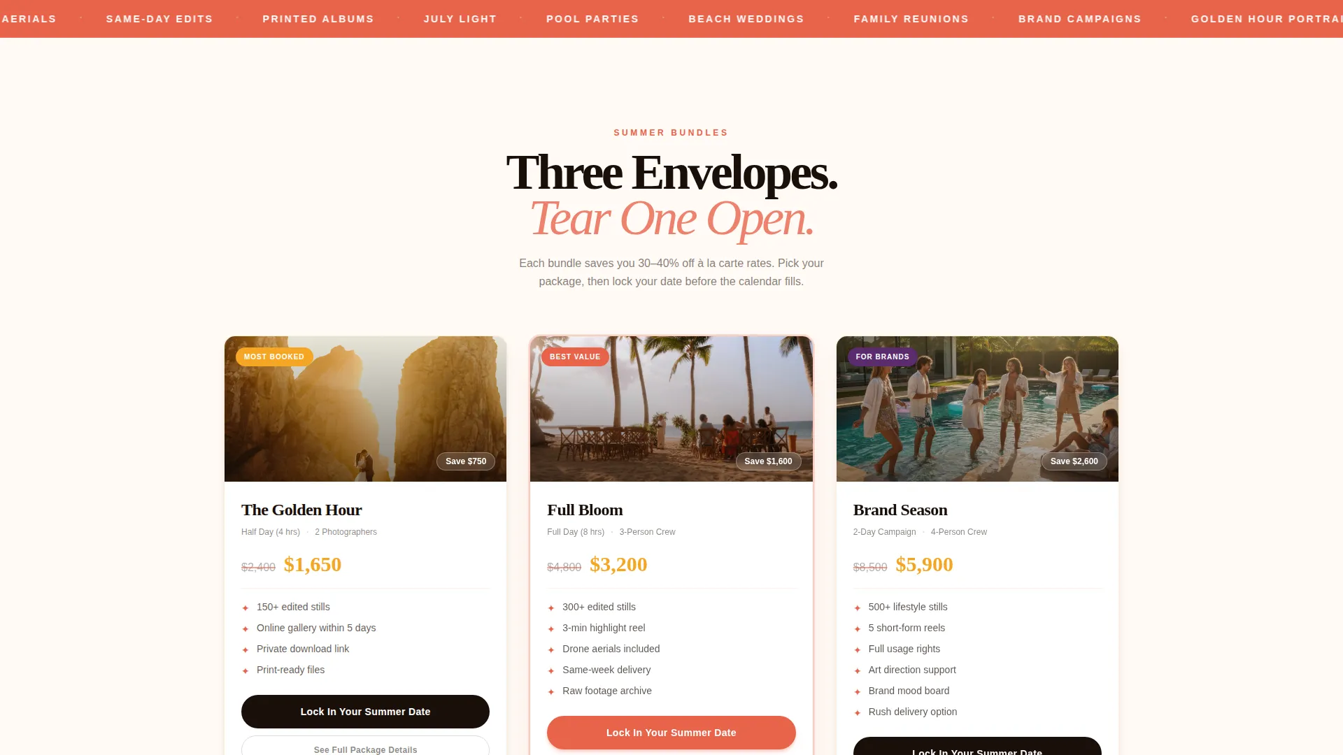 Vivid Summer Photography Landing Page Template