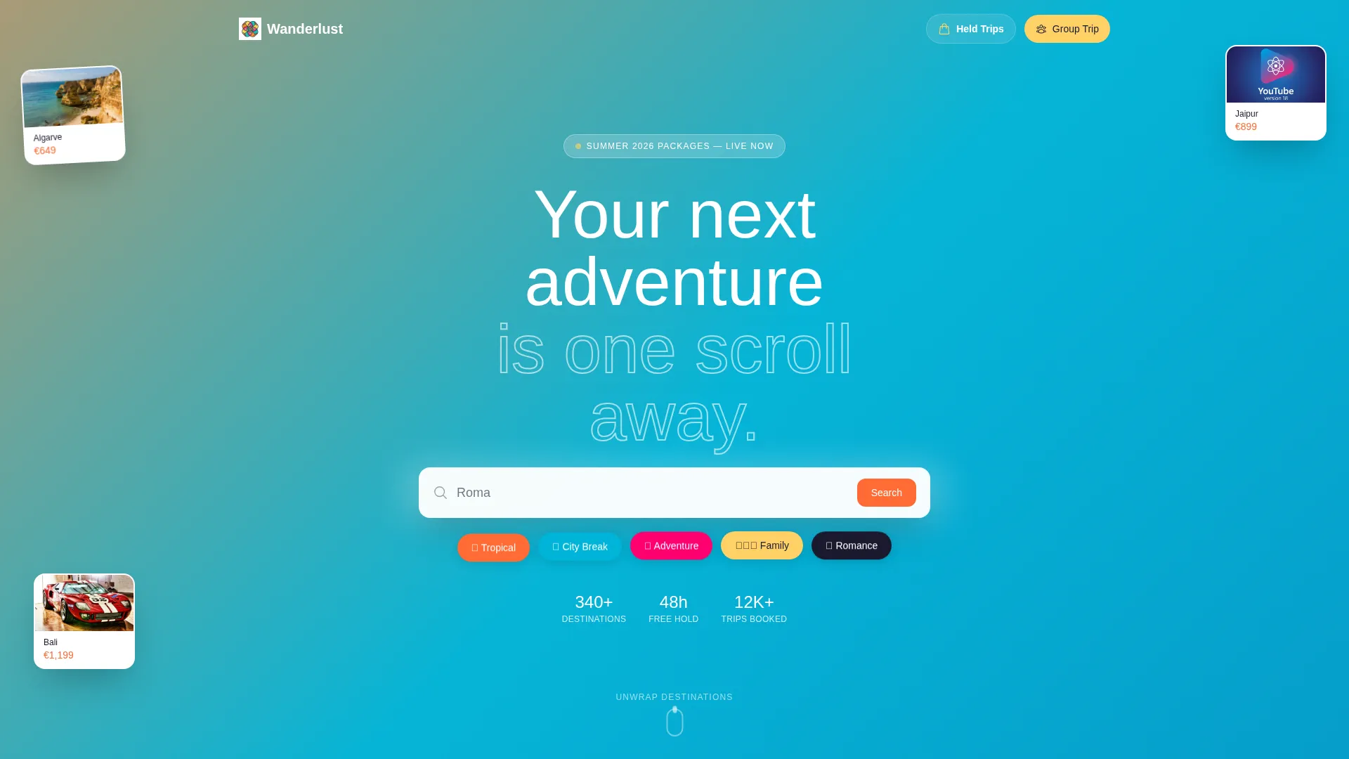 Travel Landing Page Template for Summer Packages