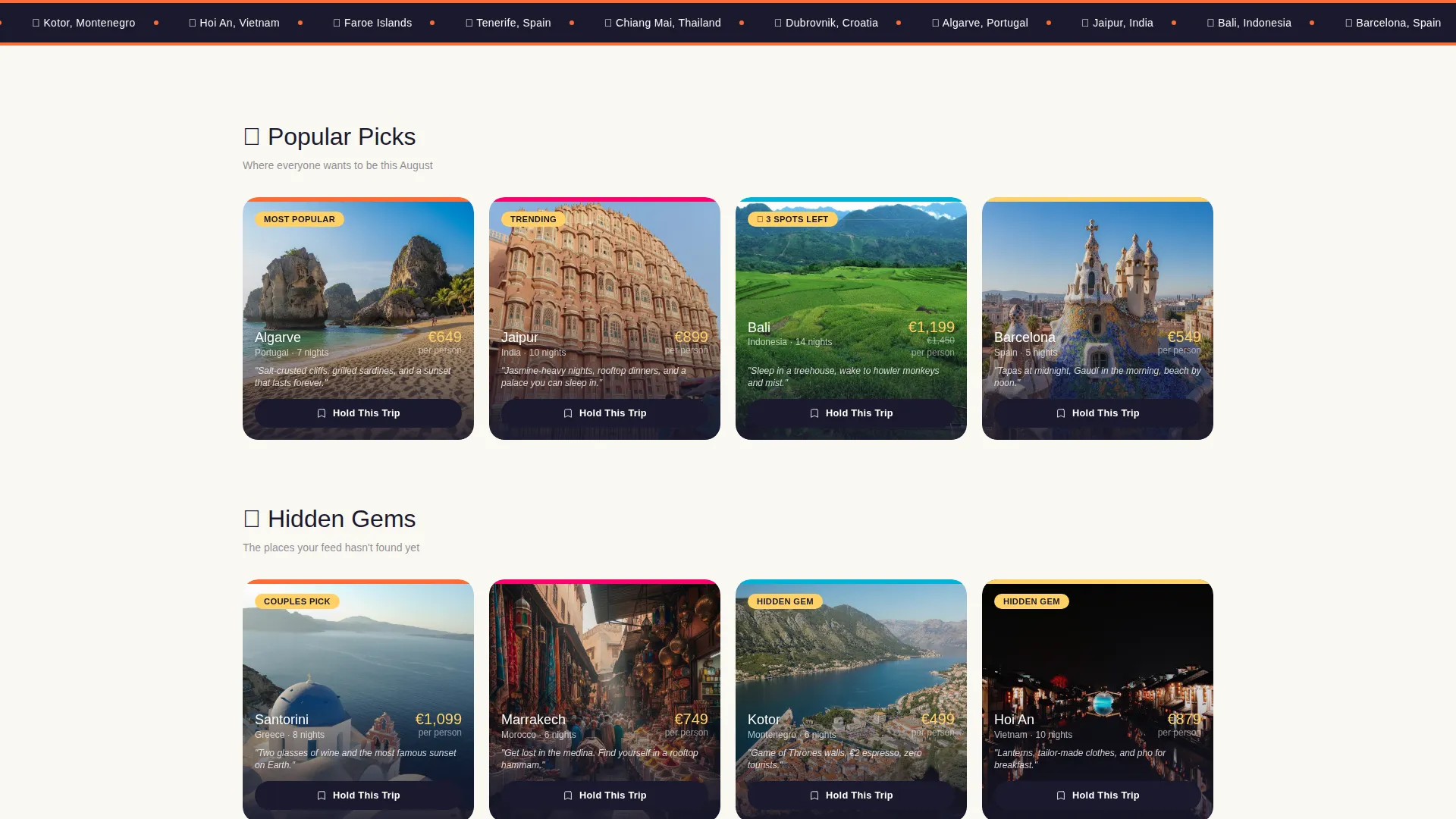 Travel Landing Page Template for Summer Packages