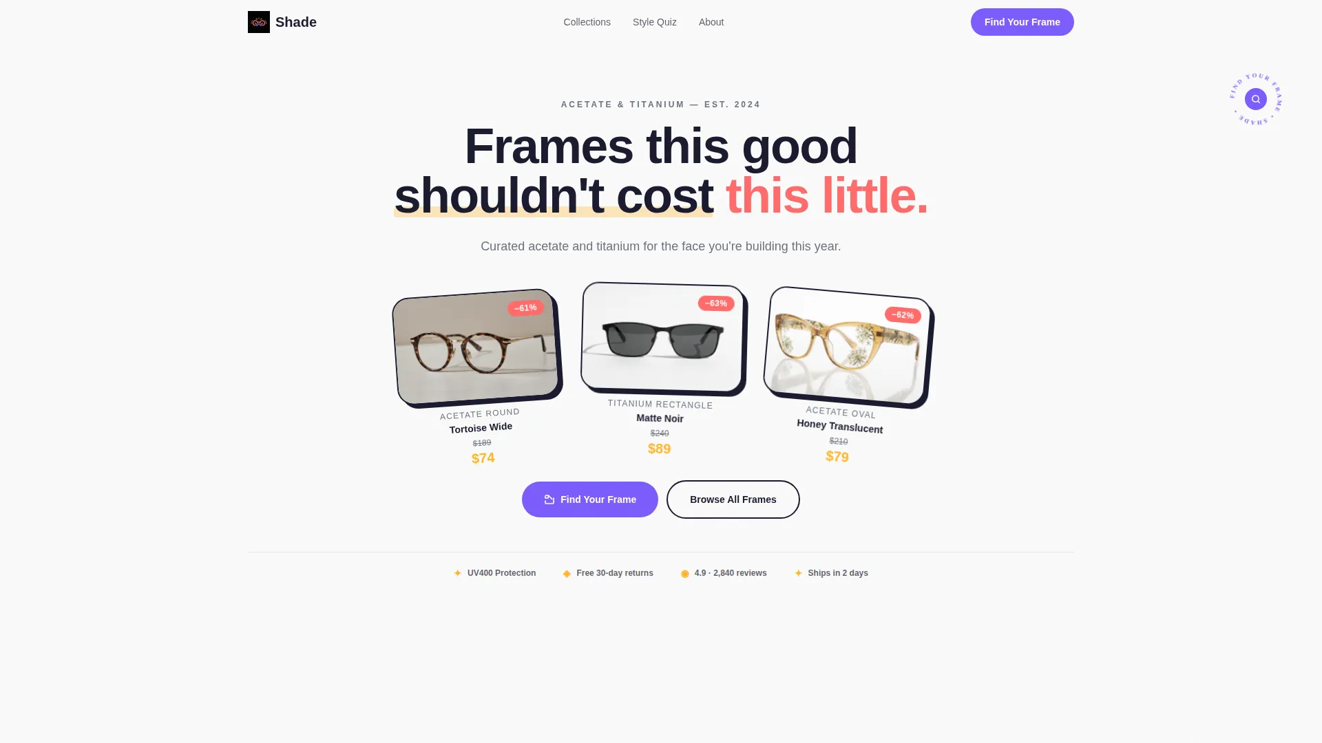 Eyewear & Sunglasses Gallery Landing Page Template