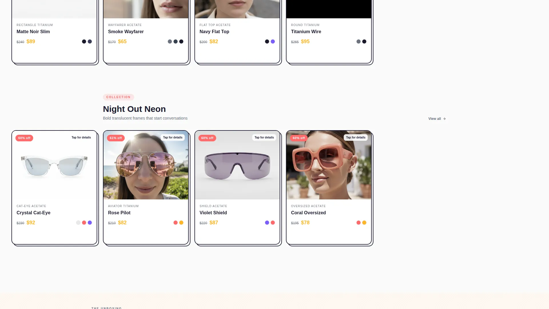 Eyewear & Sunglasses Gallery Landing Page Template