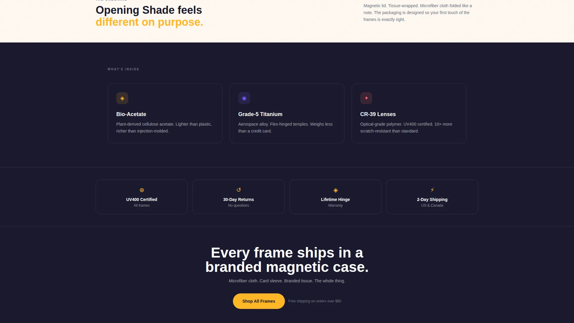 Eyewear & Sunglasses Gallery Landing Page Template