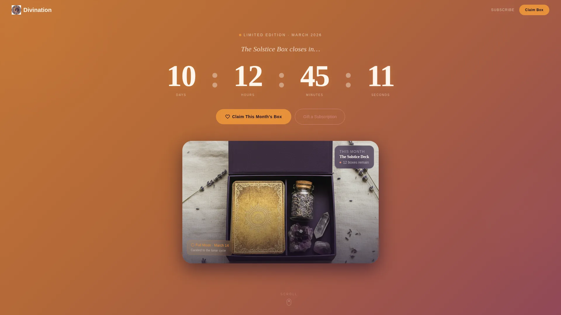 Tarot Subscription Box Landing Page Template