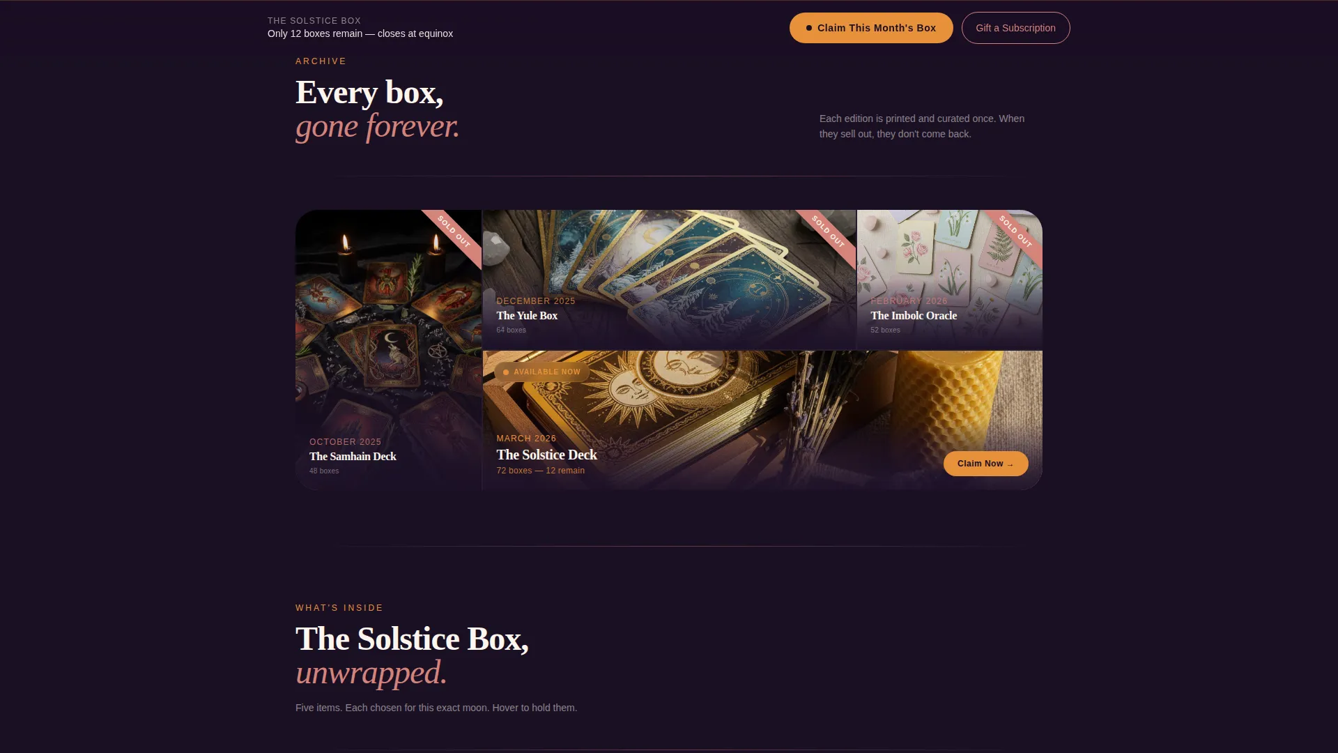 Tarot Subscription Box Landing Page Template