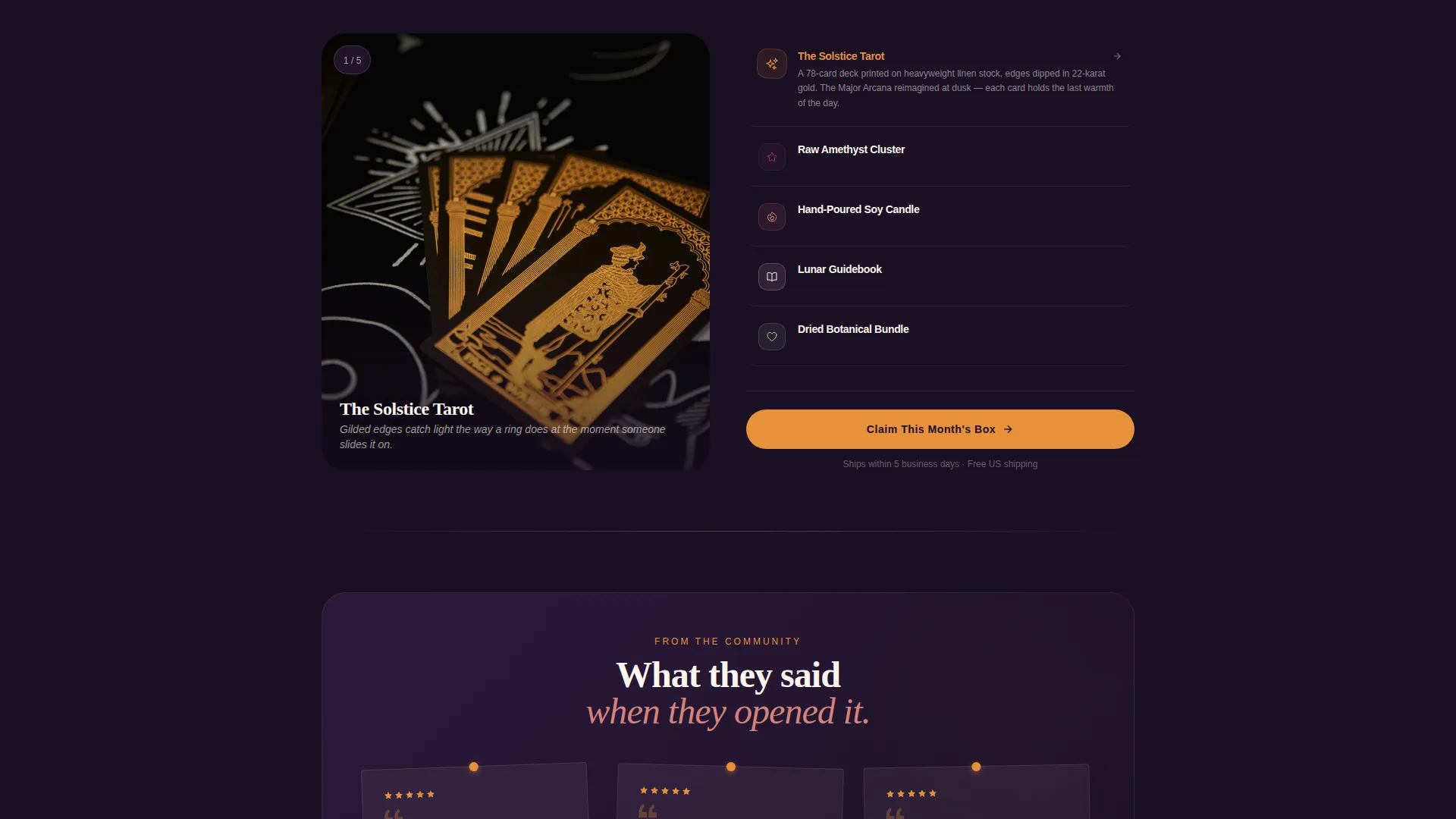 Tarot Subscription Box Landing Page Template