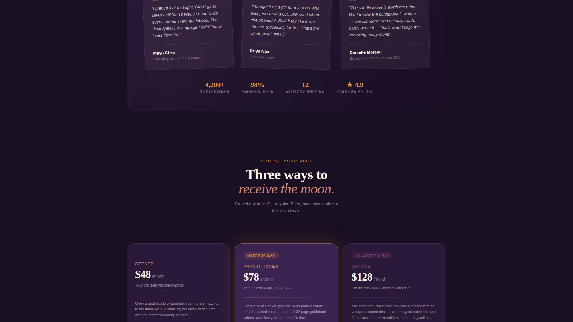 Tarot Subscription Box Landing Page Template