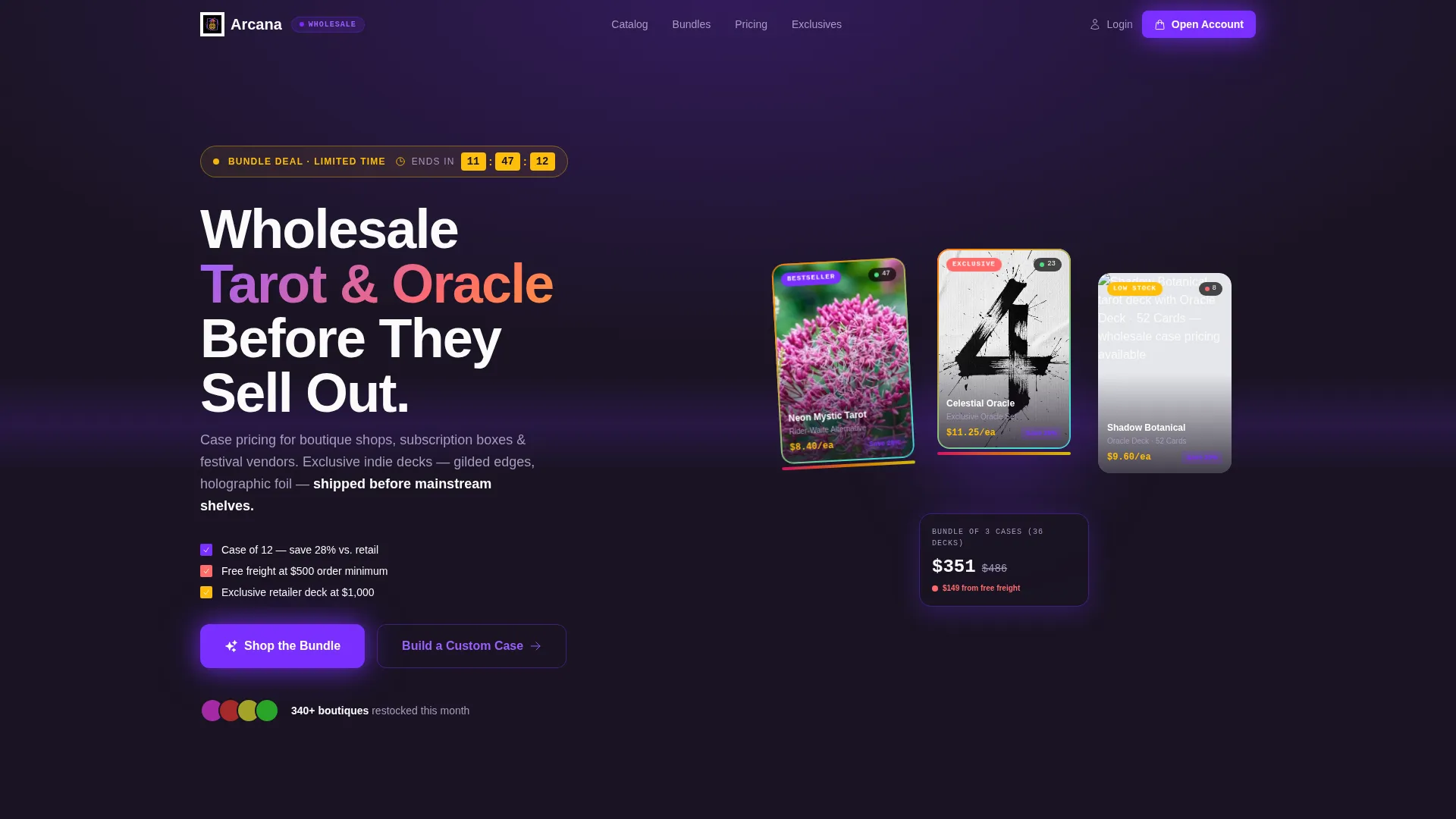 Wholesale Tarot Landing Page Template | Masonry Grid