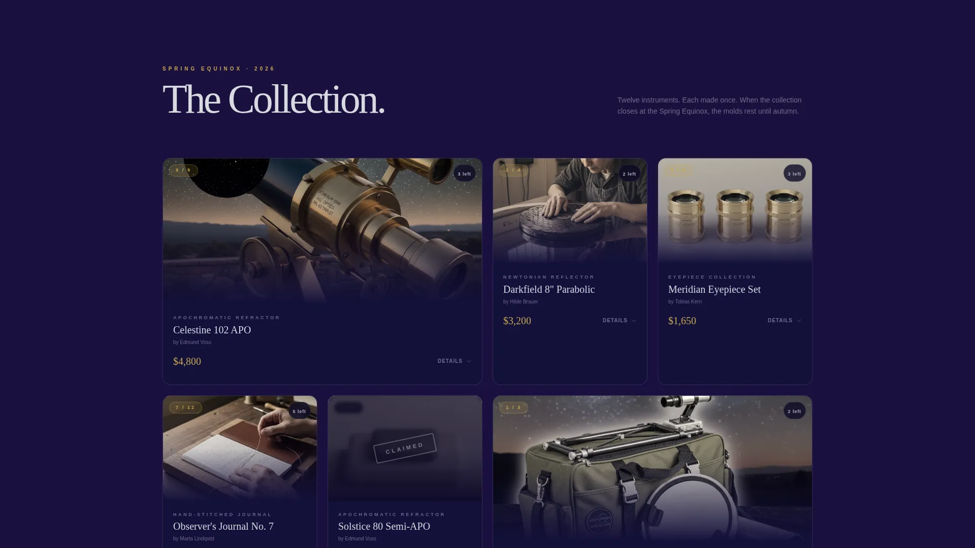 Artisan Telescope & Astronomy Gear Landing Page