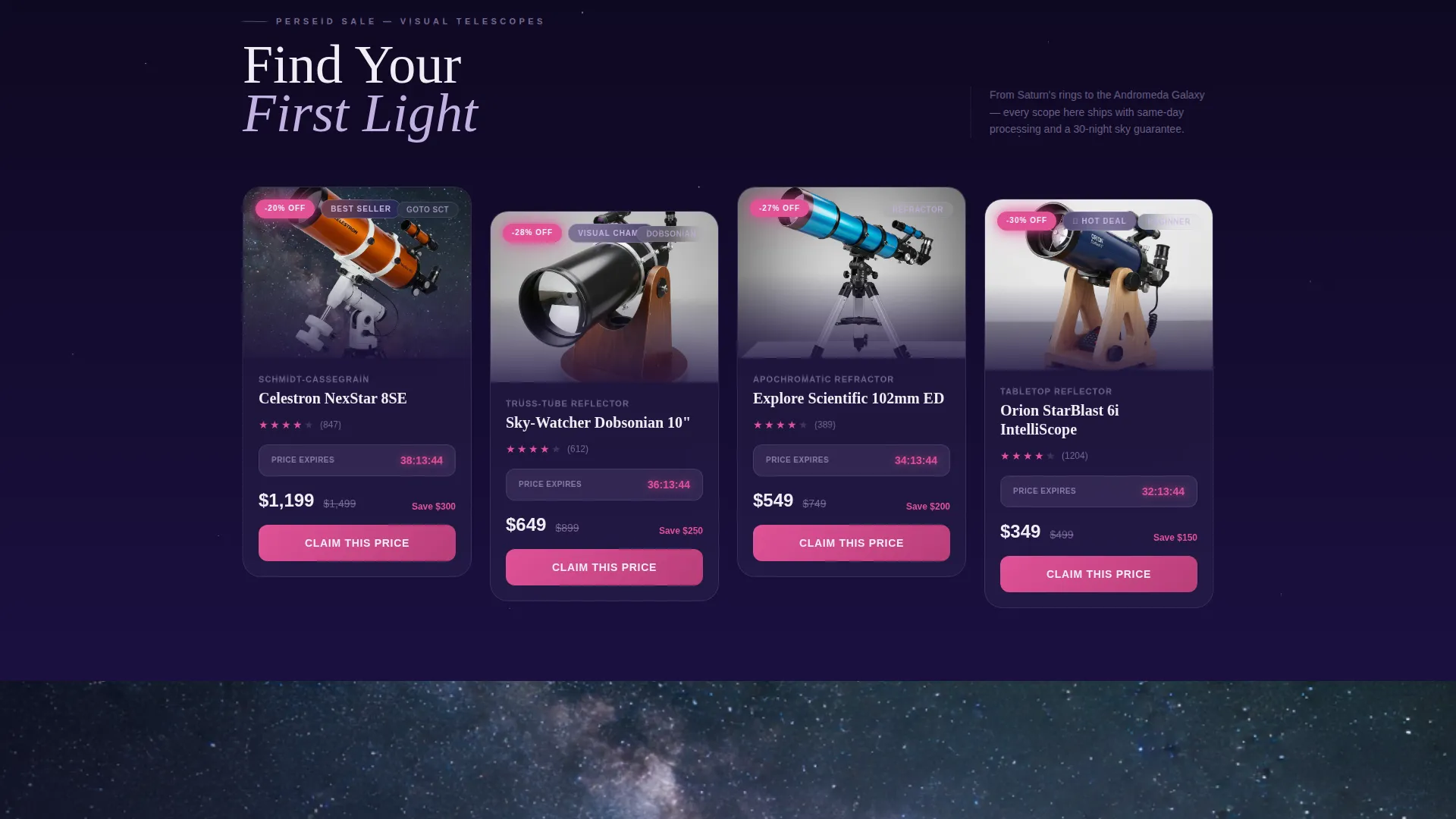 Astronomy Gear Sale Landing Page Template