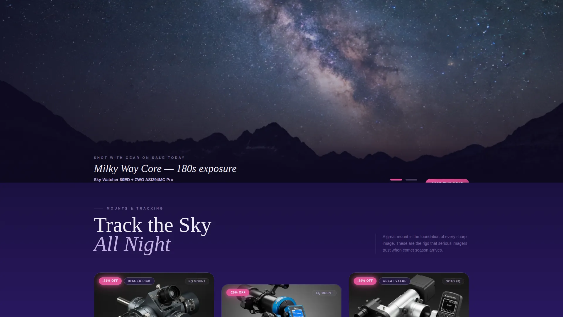 Astronomy Gear Sale Landing Page Template